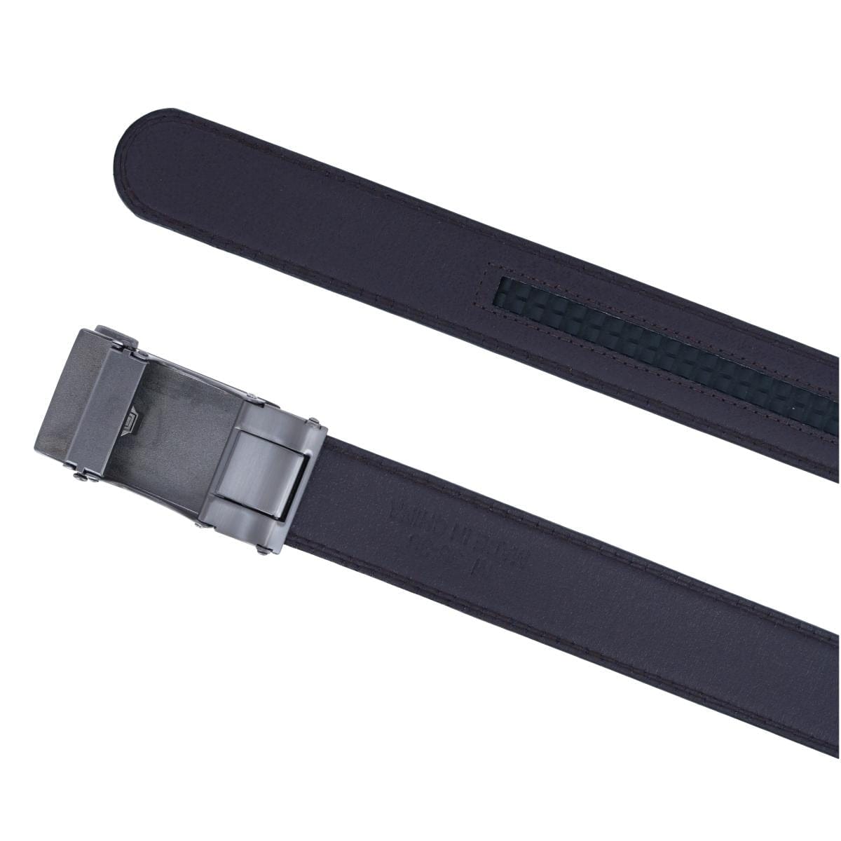 CTM® Men's Sleek Leather Adjustable Ratchet Belt - Dark Brown