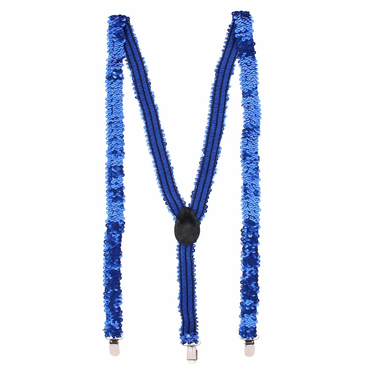 CTM® Adult Sequin Suspender & Bow Tie Set Adjustable Dress Costume Accessory - Blue