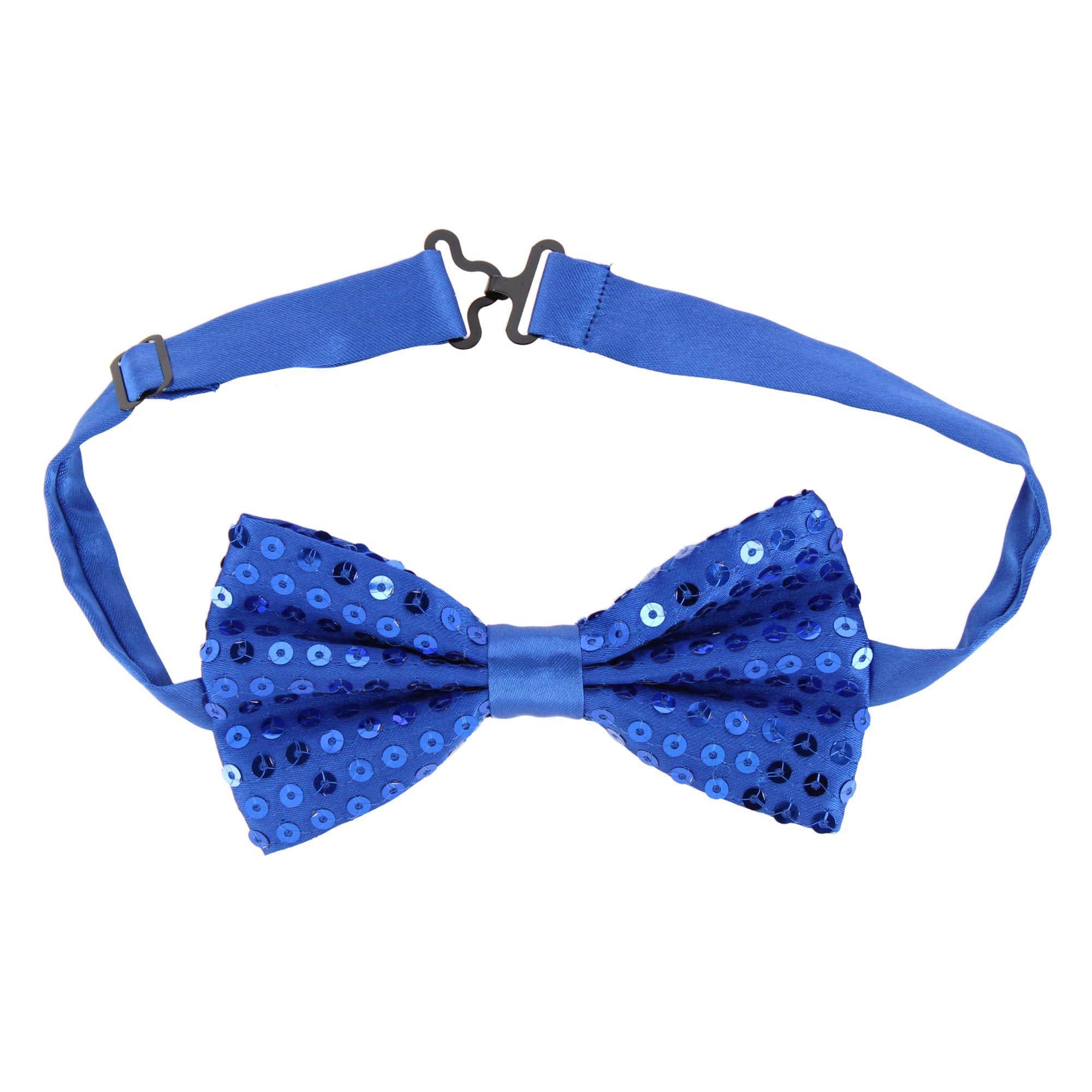 CTM® Adult Sequin Suspender & Bow Tie Set Adjustable Dress Costume Accessory - Blue