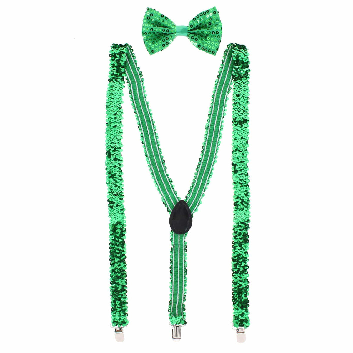 CTM® Adult Sequin Suspender & Bow Tie Set Adjustable Dress Costume Accessory