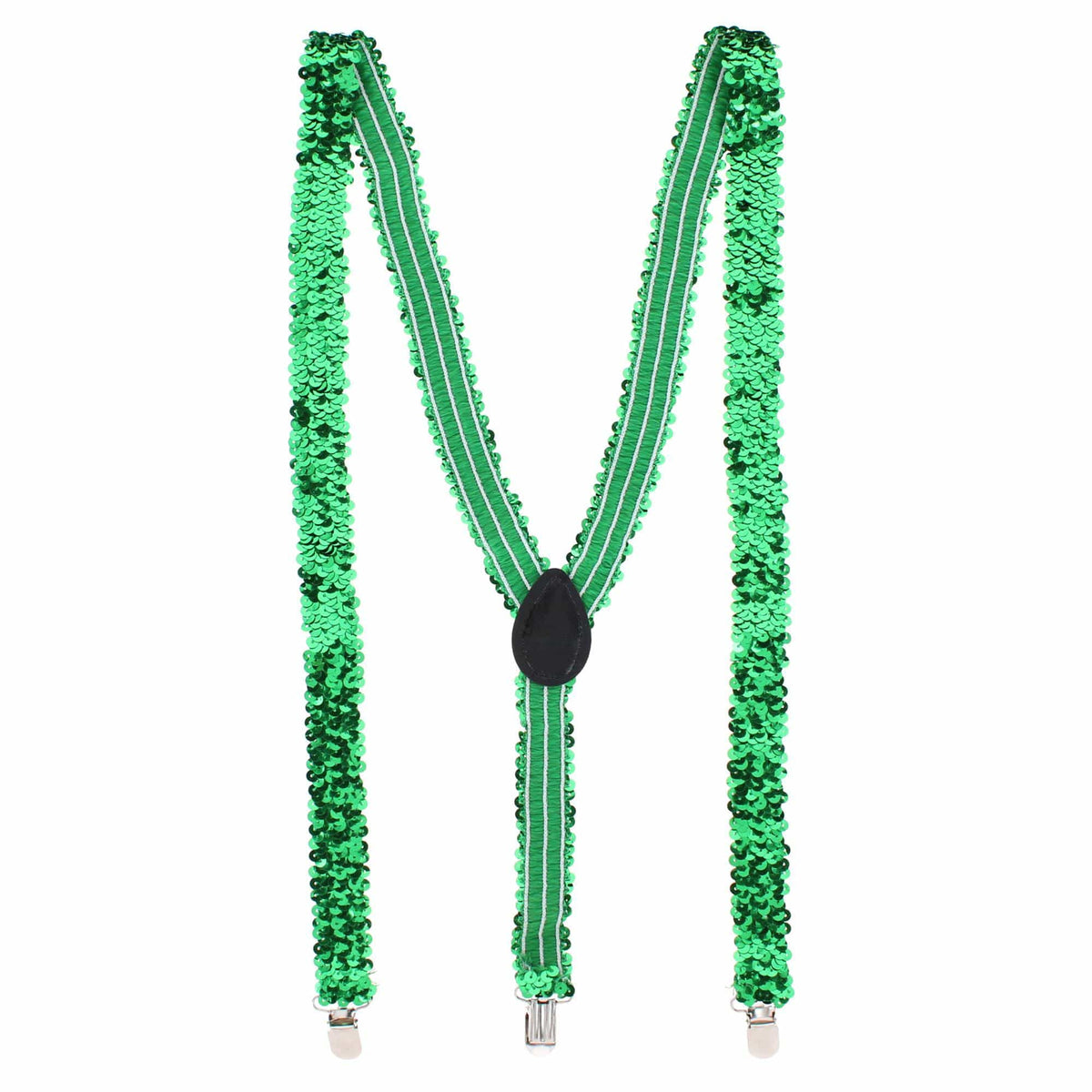 CTM® Adult Sequin Suspender & Bow Tie Set Adjustable Dress Costume Accessory - Green