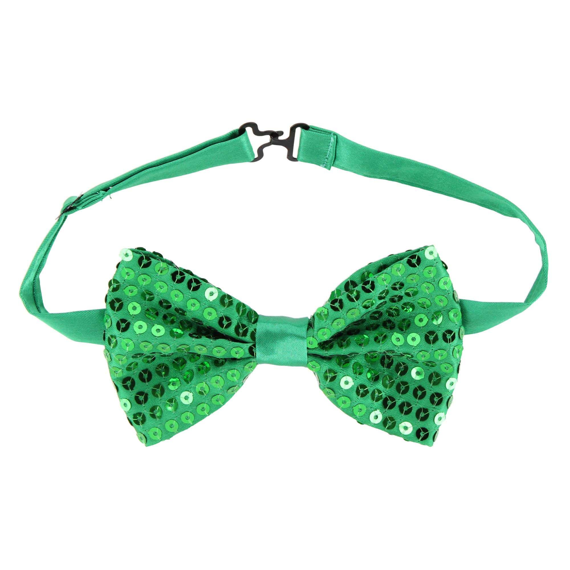 CTM® Adult Sequin Suspender & Bow Tie Set Adjustable Dress Costume Accessory - Green