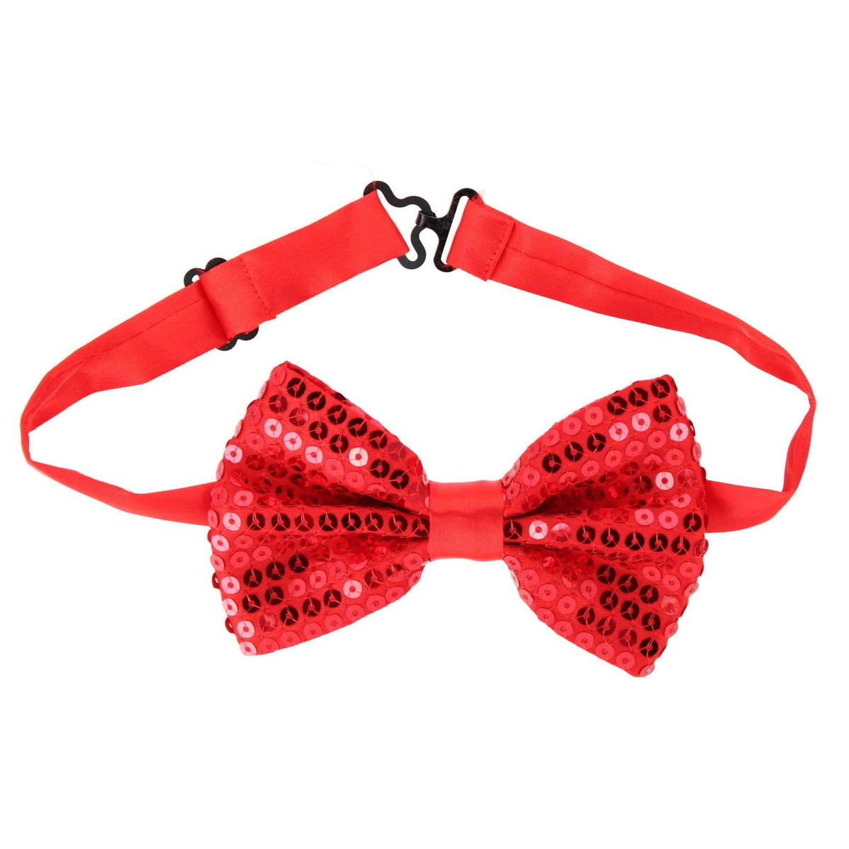 CTM® Adult Sequin Suspender & Bow Tie Set Adjustable Dress Costume Accessory - Red