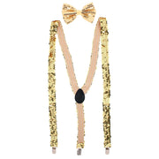 Adult Sequin Suspender & Bow Tie Set Adjustable Dress Costume Accessory