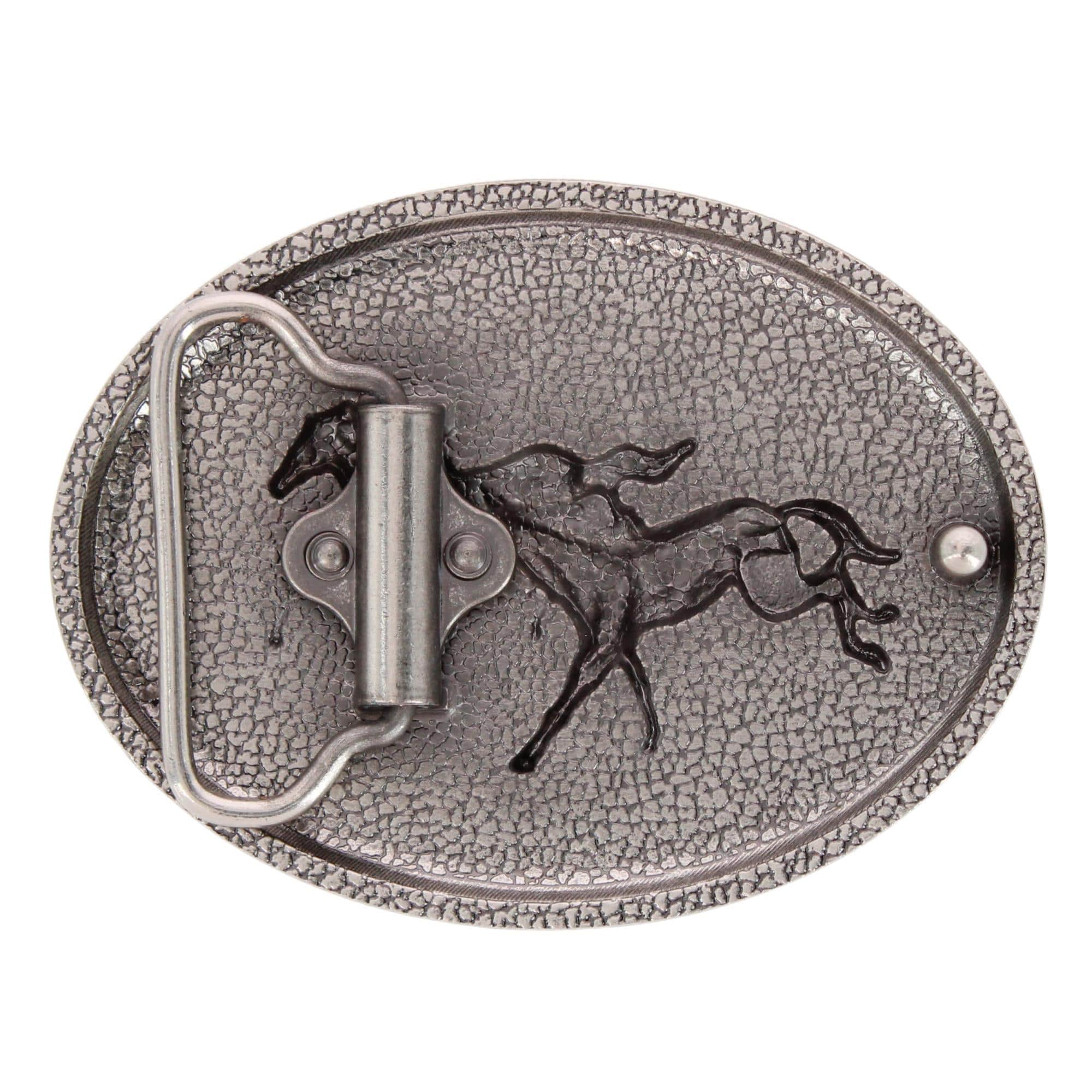 CTM® Women's Running Horses Turquoise Belt Buckle for 1.5 Inch Belts - Silver