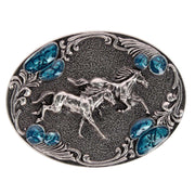 Women's Running Horses Turquoise Belt Buckle for 1.5 Inch Belts