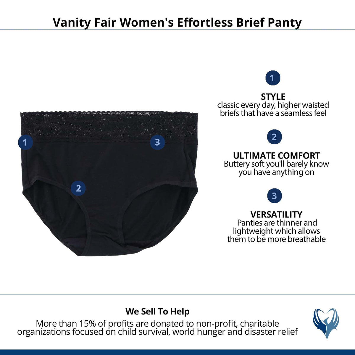 Vanity Fair Women's Effortless Brief Panty - Black