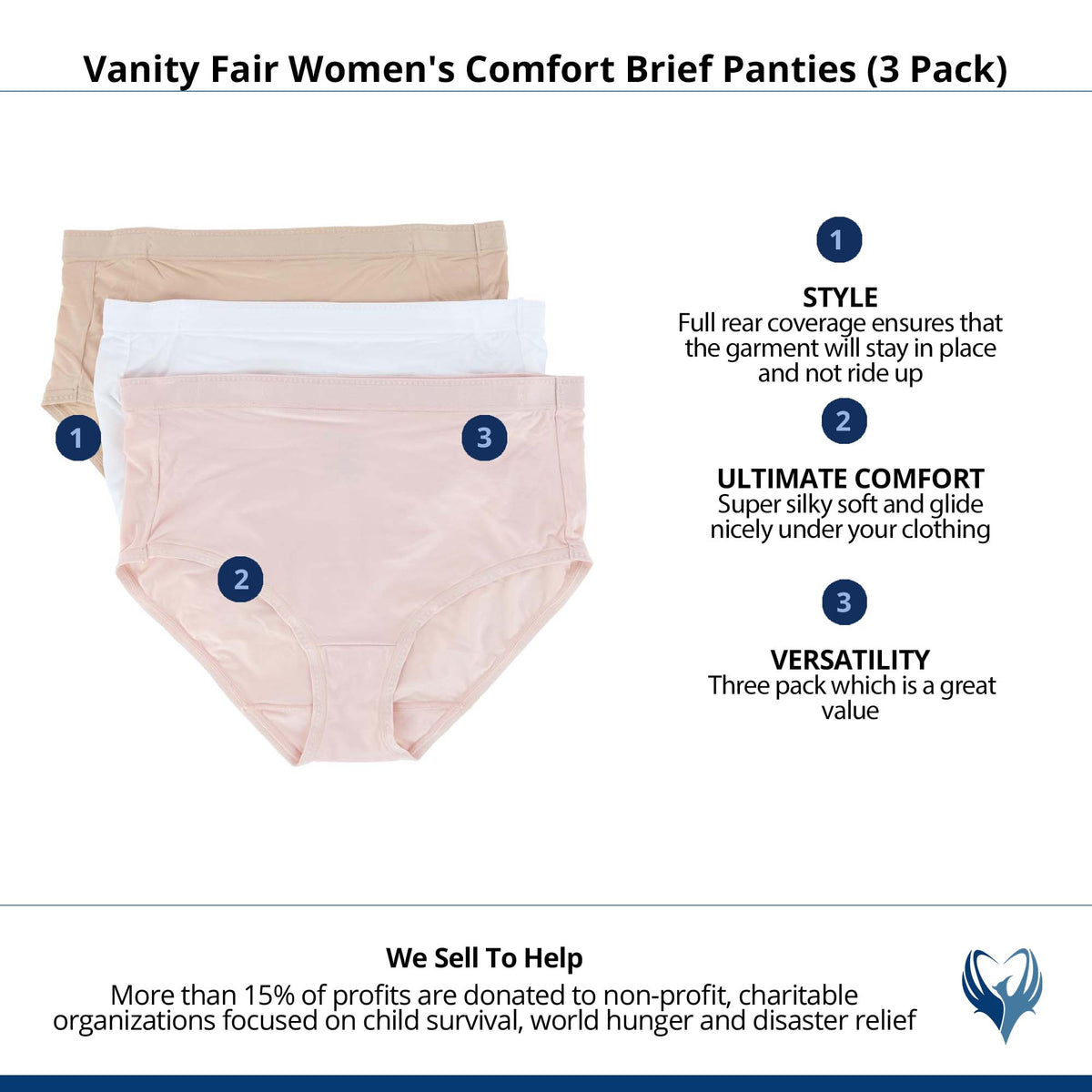 Vanity Fair Women's Comfort Brief Panties (3 Pack) - Multi