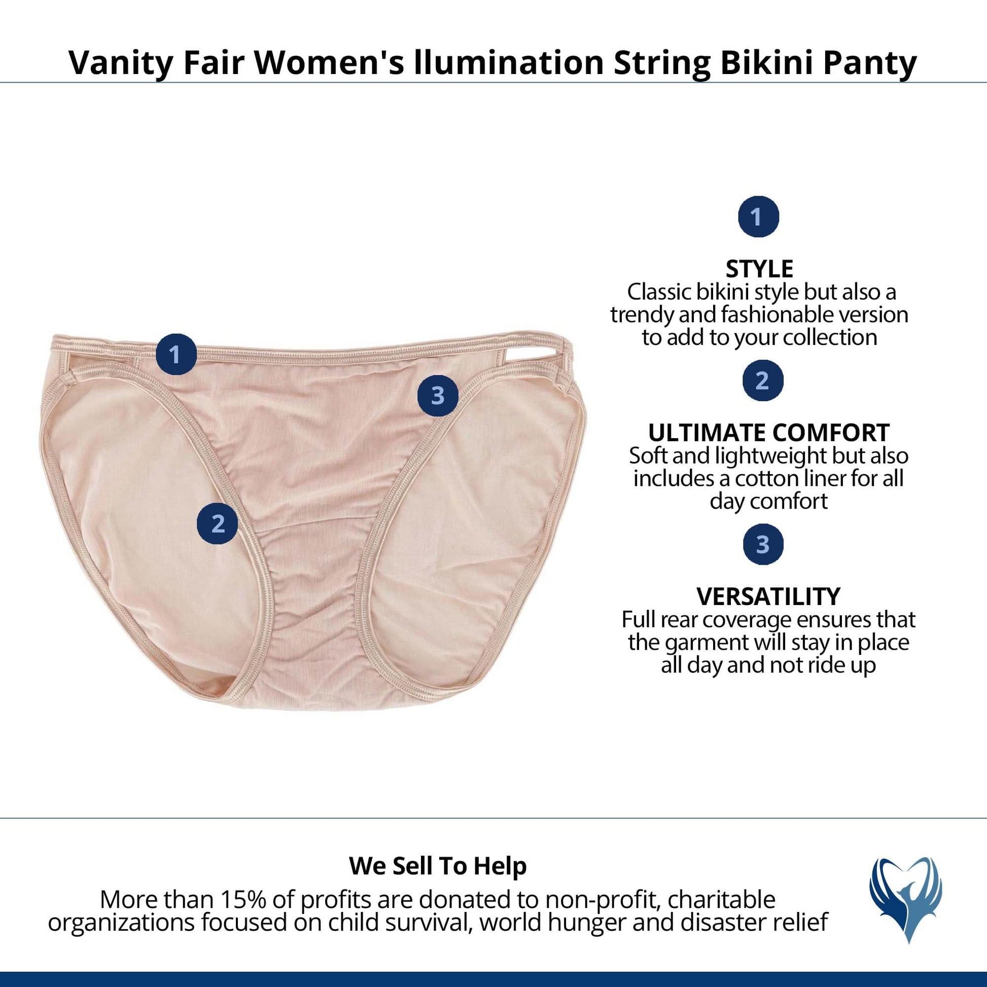 Vanity Fair Women's llumination String Bikini Panty - Rose Beige