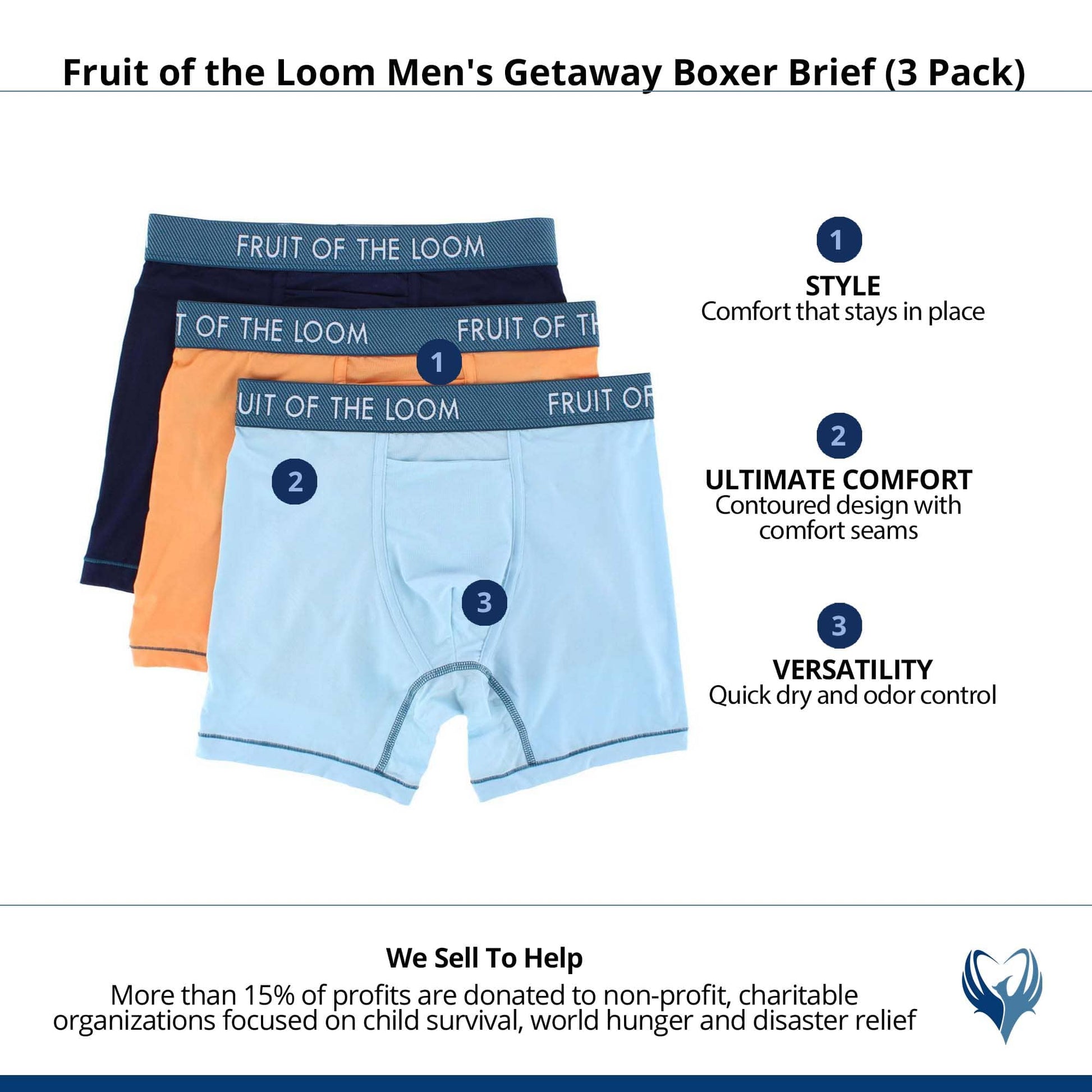 Fruit of the Loom Men's Getaway Boxer Brief (3 Pack) - Assorted