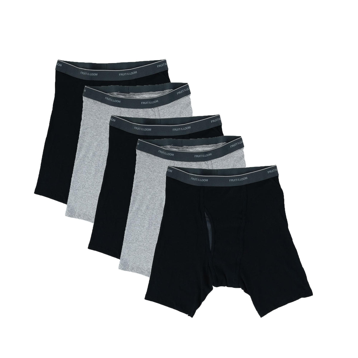 Fruit of the Loom Men's Coolzone Mesh Fly Boxer Brief (5 Pack) - Black Grey