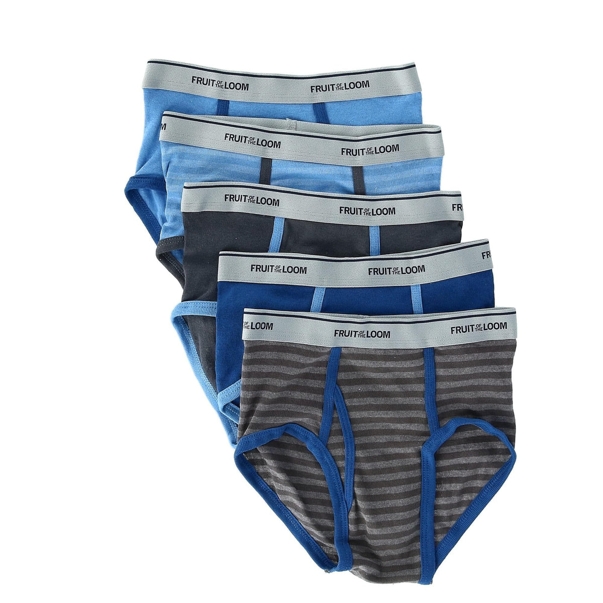 Fruit of the Loom Boy's Fashion Briefs Underwear (5 Pack) - Solid Stripes