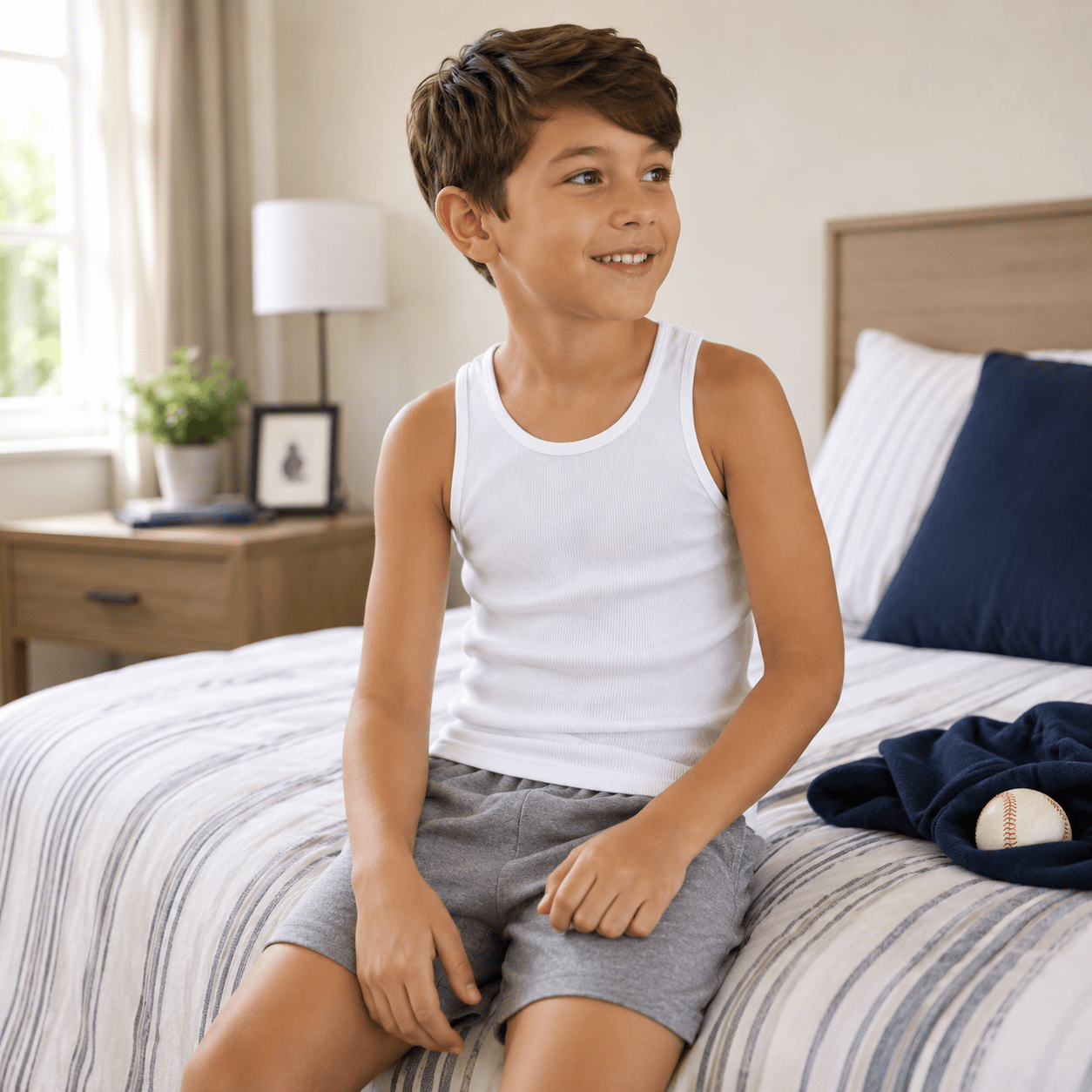 Fruit of the Loom Boy's Ribbed White Tank Top A Shirts (5 Pack) - White