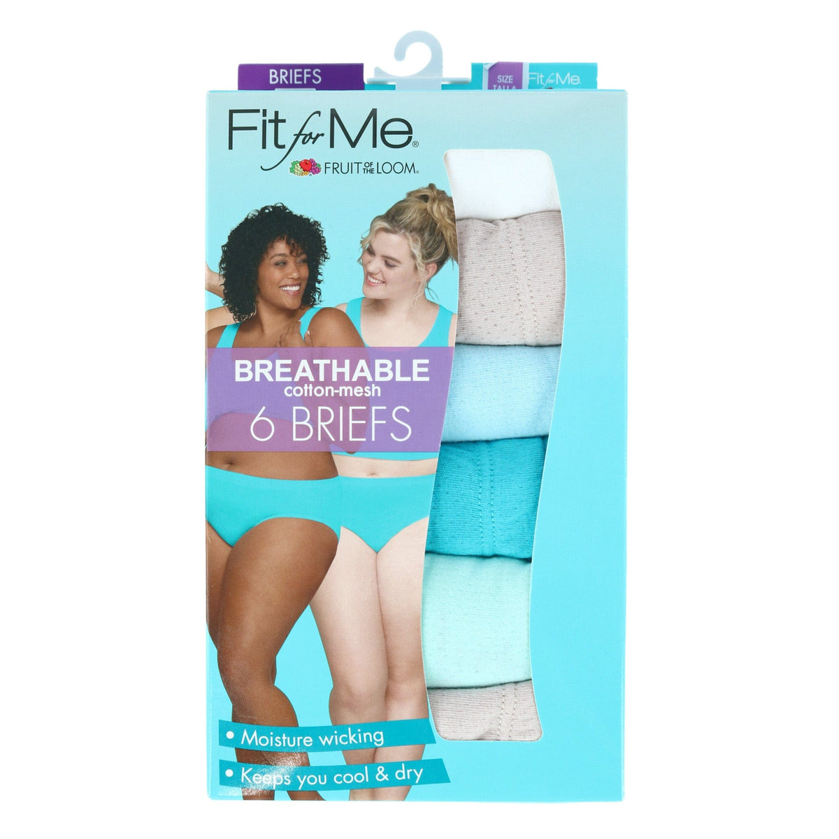Fruit of the Loom Women's Plus Size Cotton-Mesh Brief Underwear (6 Pack) - Assorted