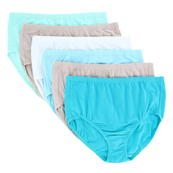 Women's Plus Size Cotton-Mesh Brief Underwear (6 Pack)