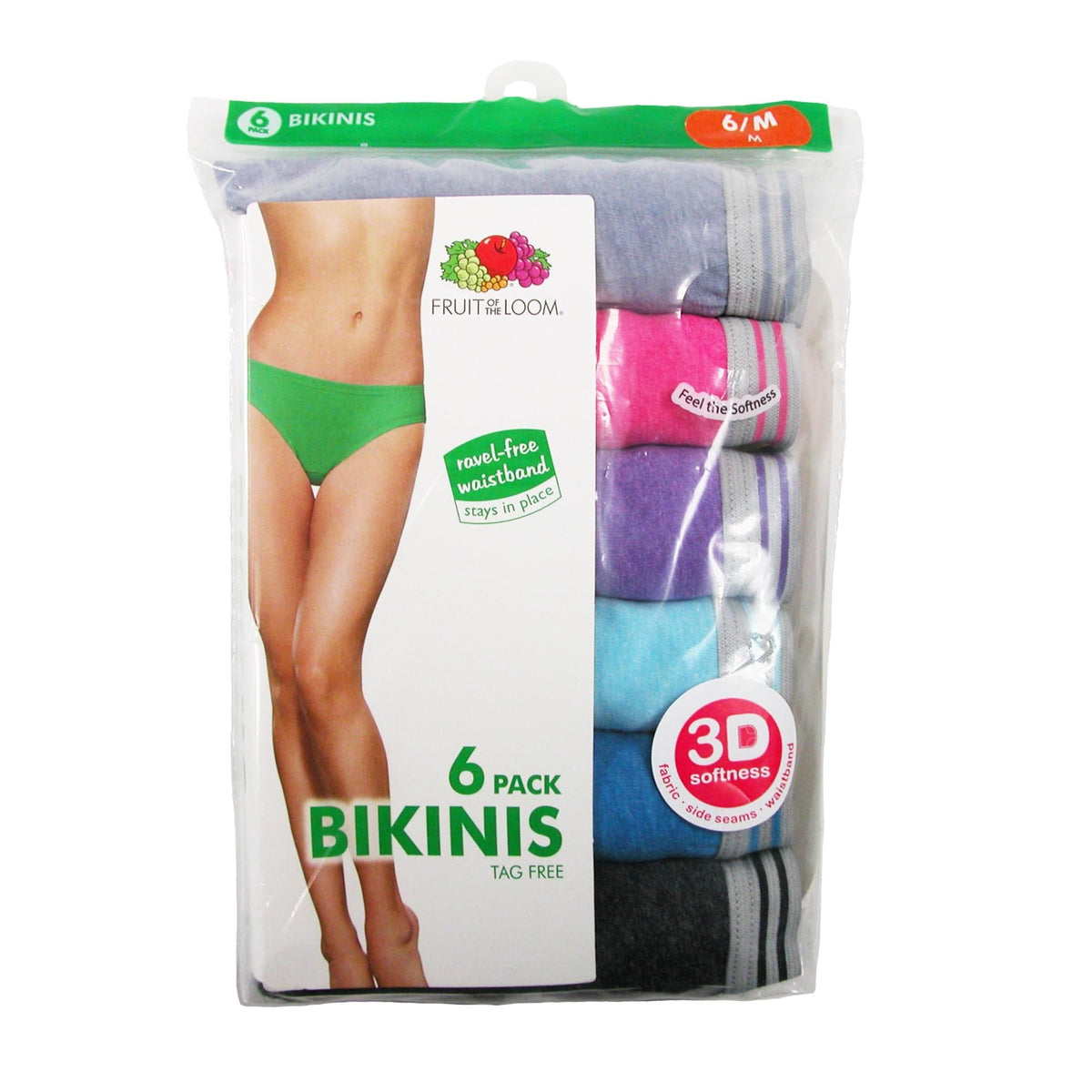 Fruit of the Loom Women's Heathered Bikini Underwear (Pack of 6) - Multi
