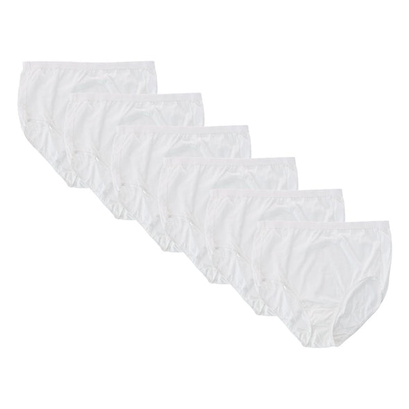 Women's Plus Fit for Me White Cotton Brief Underwear (6 Pack)