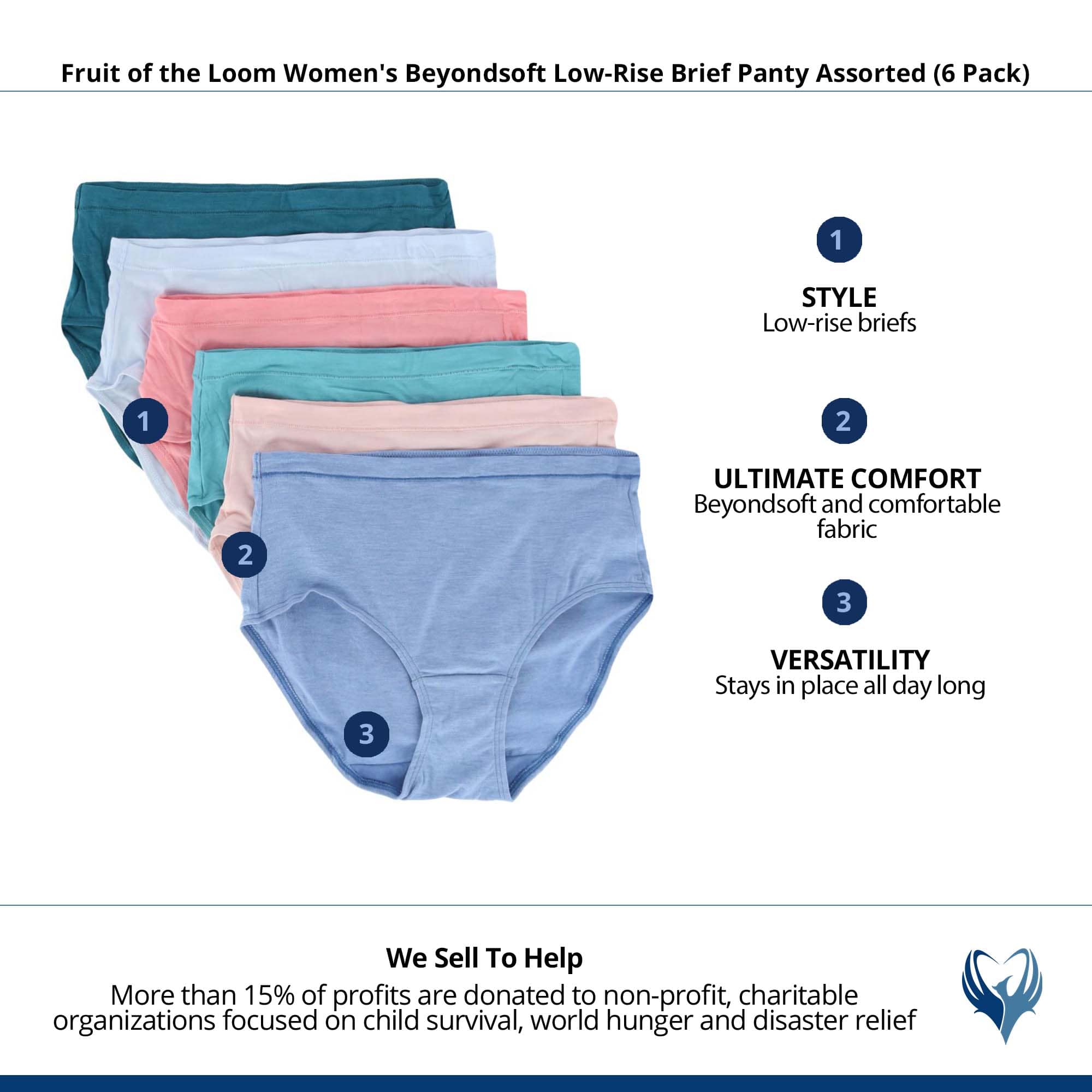 Fruit of the Loom Women's Beyondsoft Low-Rise Brief Panty Assorted (6 Pack) - Assorted