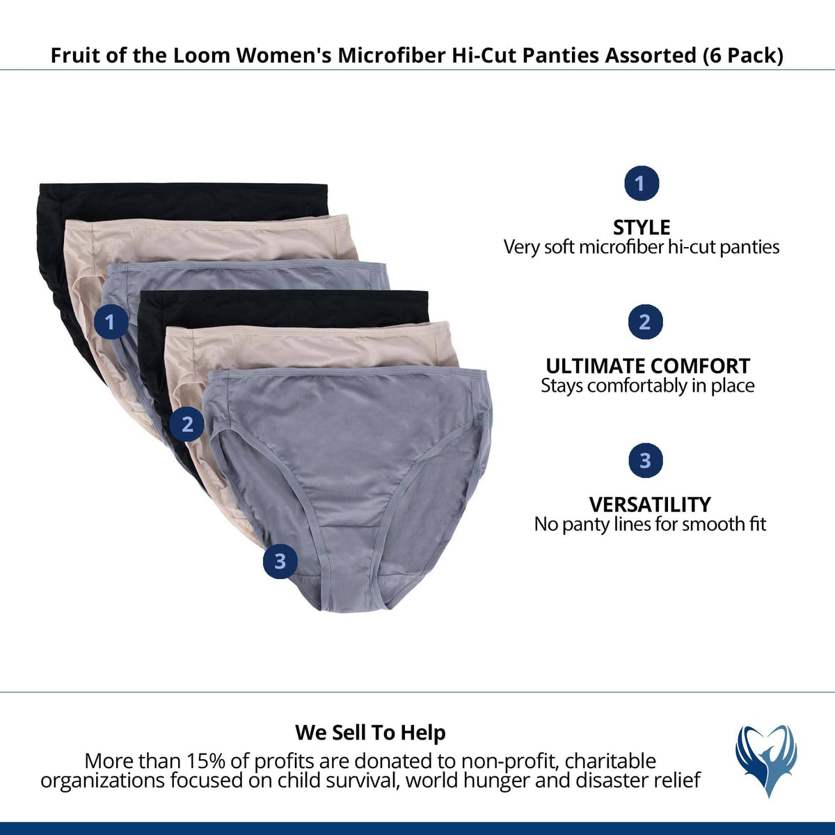 Fruit of the Loom Women's Microfiber Hi-Cut Panties Assorted (6 Pack) - Assorted