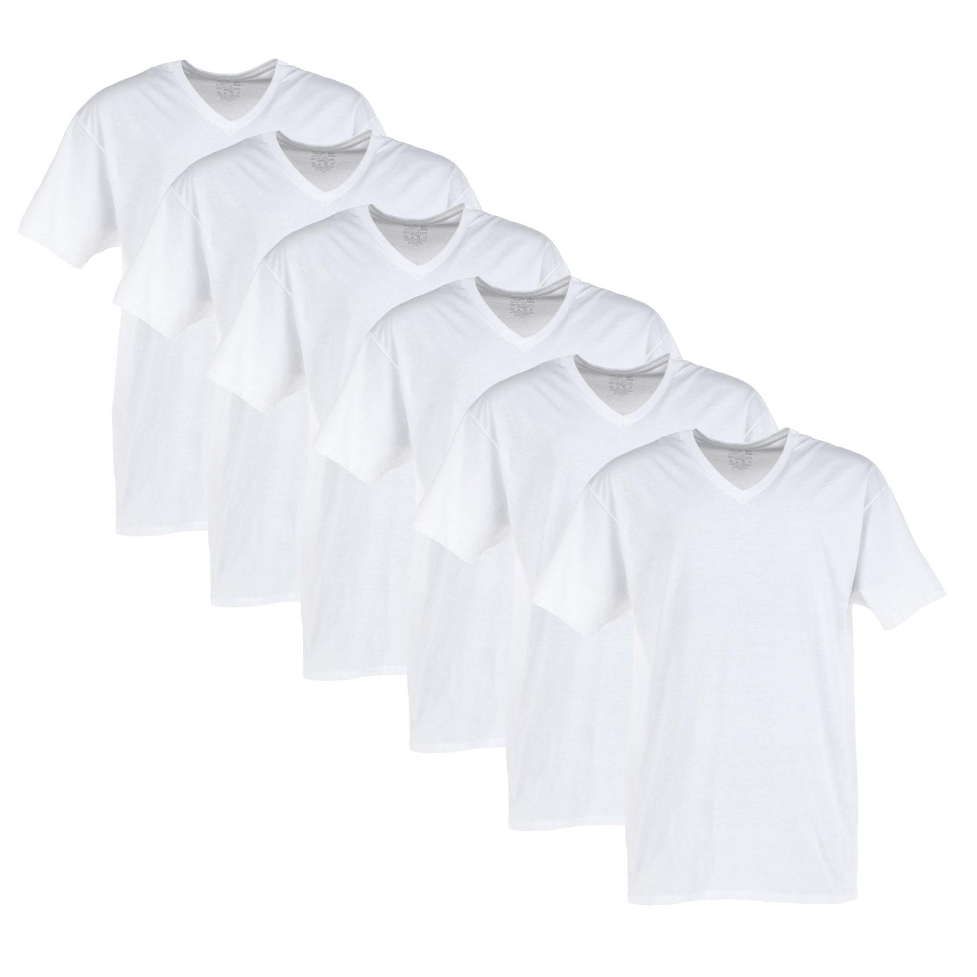 Fruit of the Loom Big & Tall Men's Short Sleeve V-neck T-Shirt (6 Pack) - White