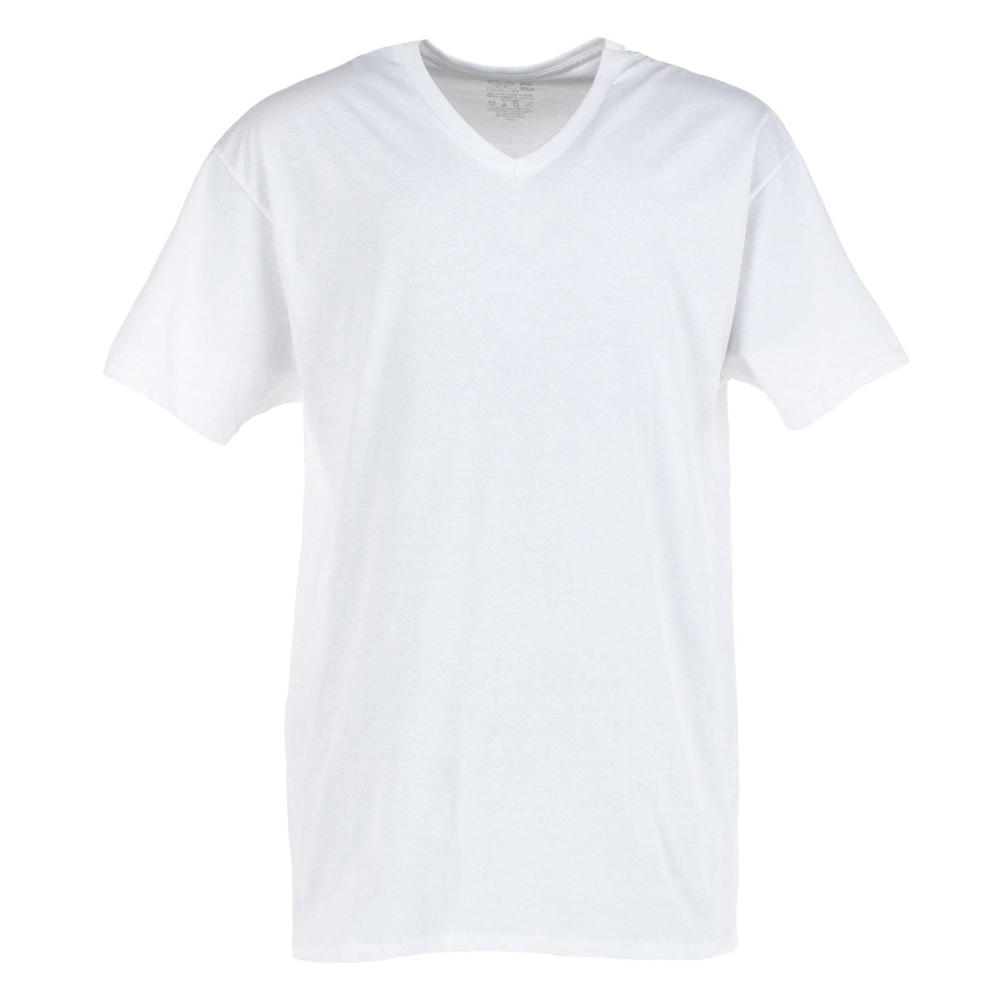 Fruit of the Loom Big & Tall Men's Short Sleeve V-neck T-Shirt (6 Pack) - White