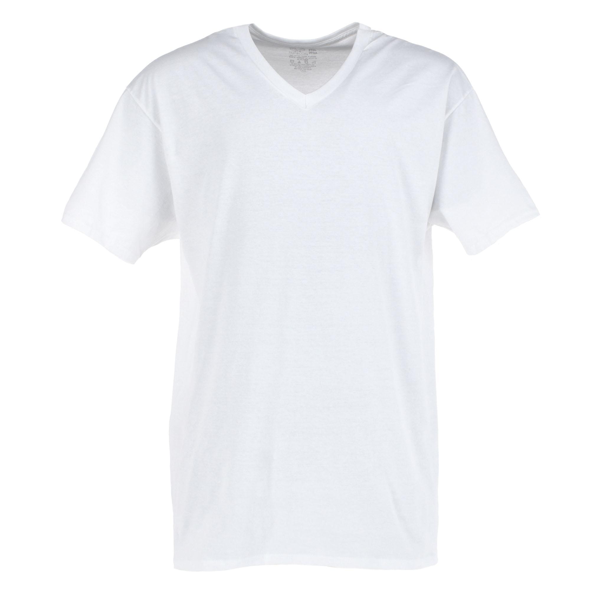 Fruit of the Loom Big & Tall Men's Short Sleeve V-neck T-Shirt (6 Pack) - White