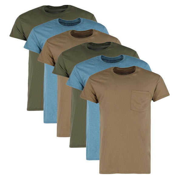 Men's Short Sleeve Pocket T-Shirt Assorted (6 Pack)