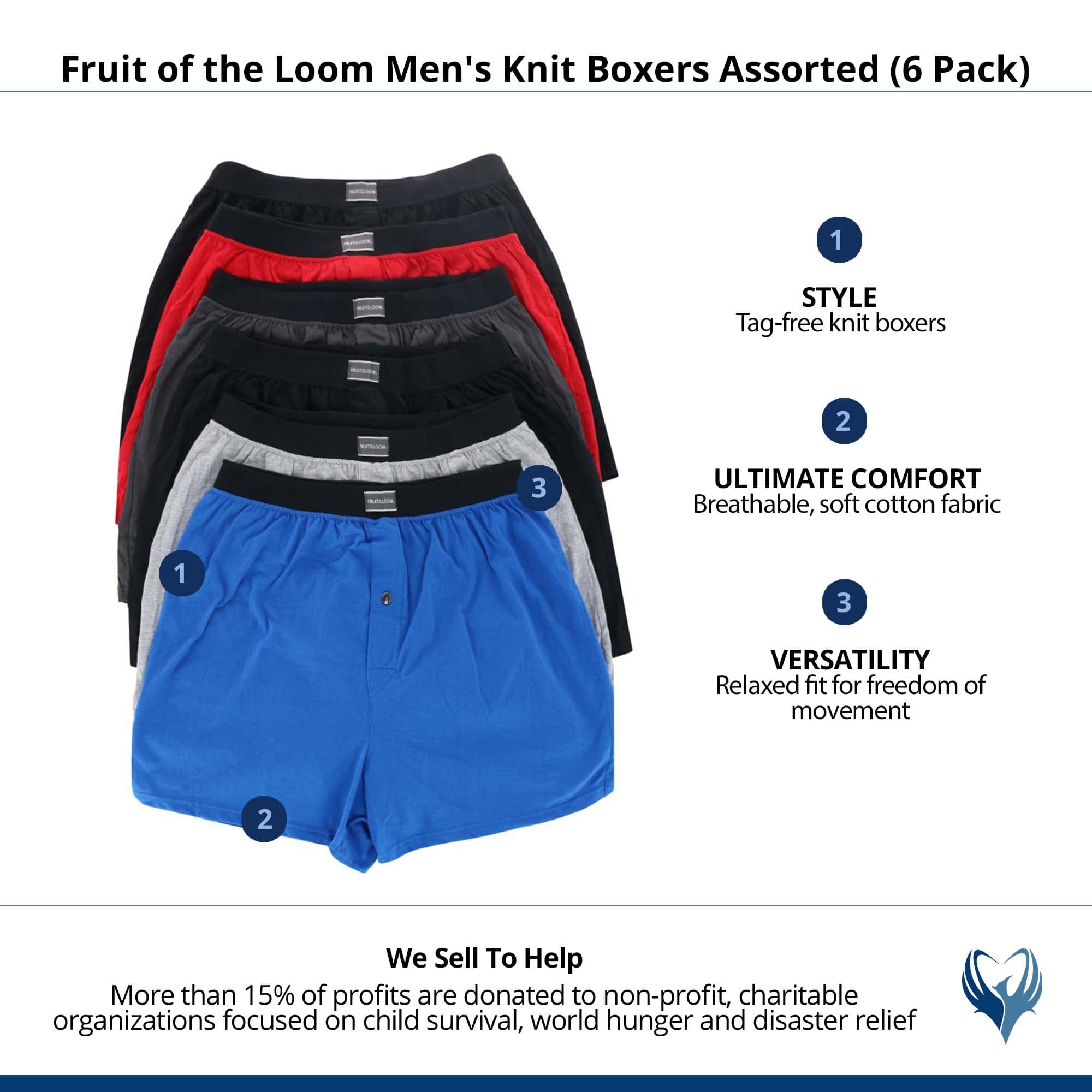 Fruit of the Loom Men's Knit Boxers Assorted (6 Pack) - Assorted