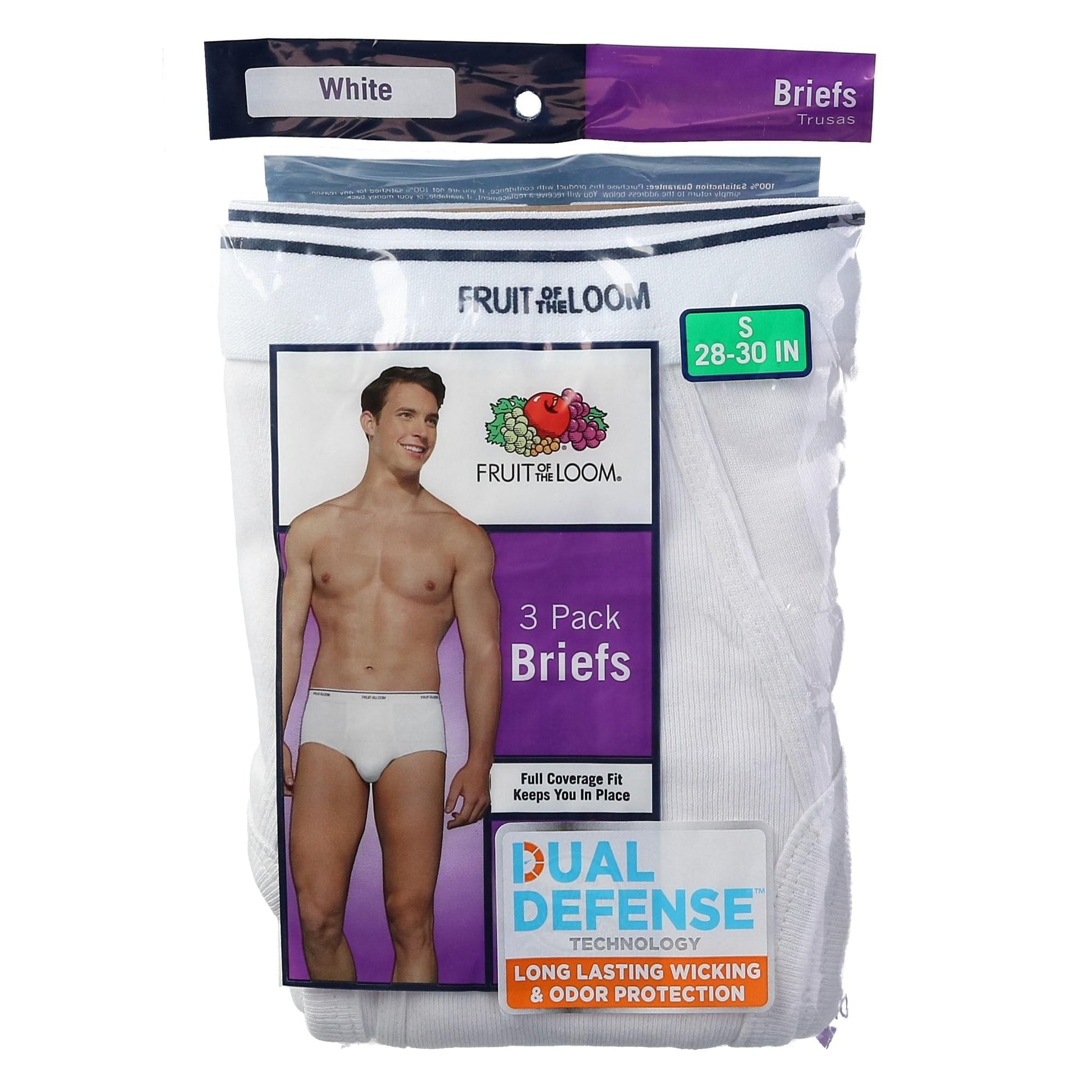 Fruit of the Loom Men's White Briefs (3 Pack) - White