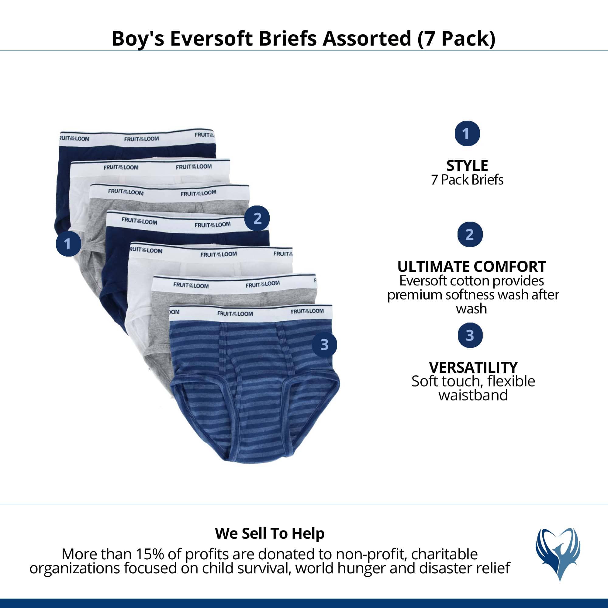 Fruit of the Loom Boy's Eversoft Briefs Assorted (7 Pack) - Assorted