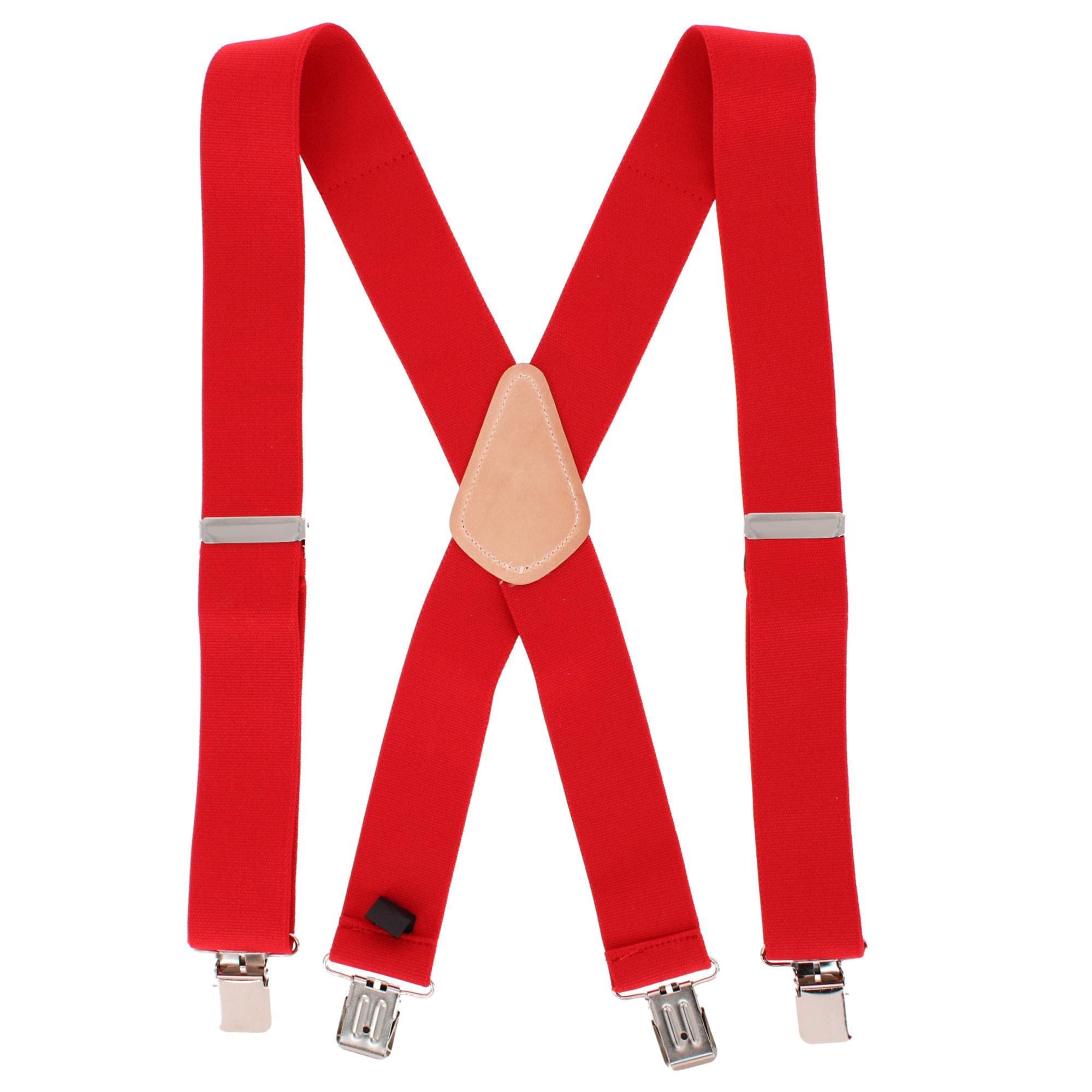 Berne Men's 2-Inch Wide Clip End Suspenders - Red