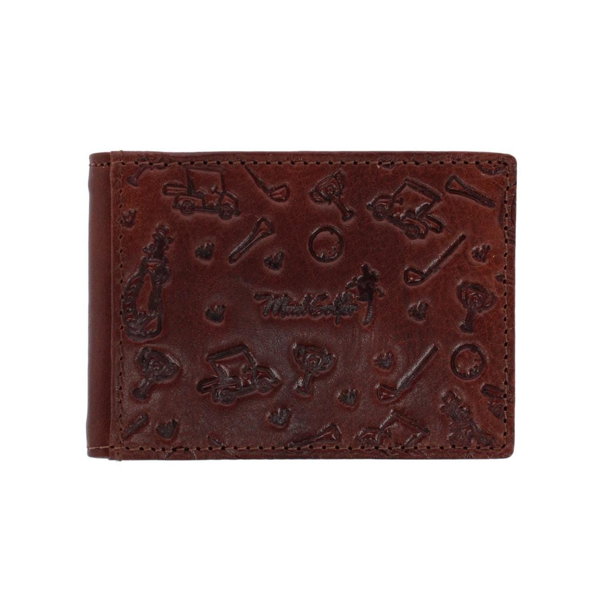 Mad Golfer Men's Leather Golf Theme Bifold Money Clip Wallet - Men's Leather Golf Theme Bifold Money Clip Wallet