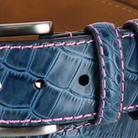 Mad Golfer Men's Croc Print Golfing Belt with Contrast Stitch - Blue