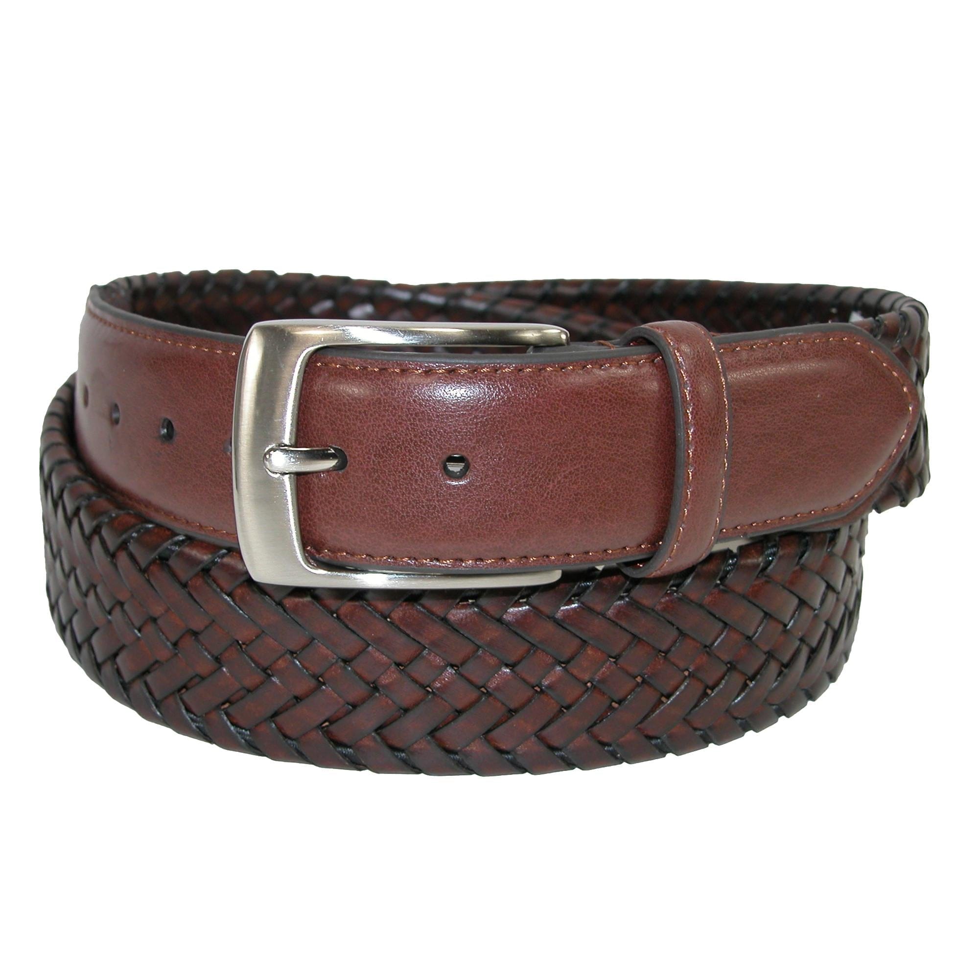 Danbury Men's Comfort Stretch 1 3/8 Inch Leather Braided Belt - Tan