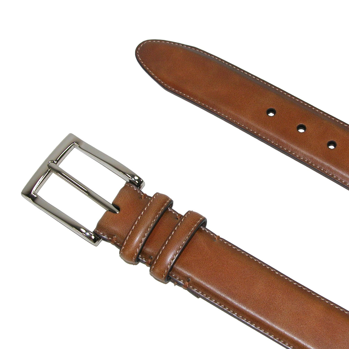 Danbury Men's 35mm Leather Cognac Double Loop Belt - Tan