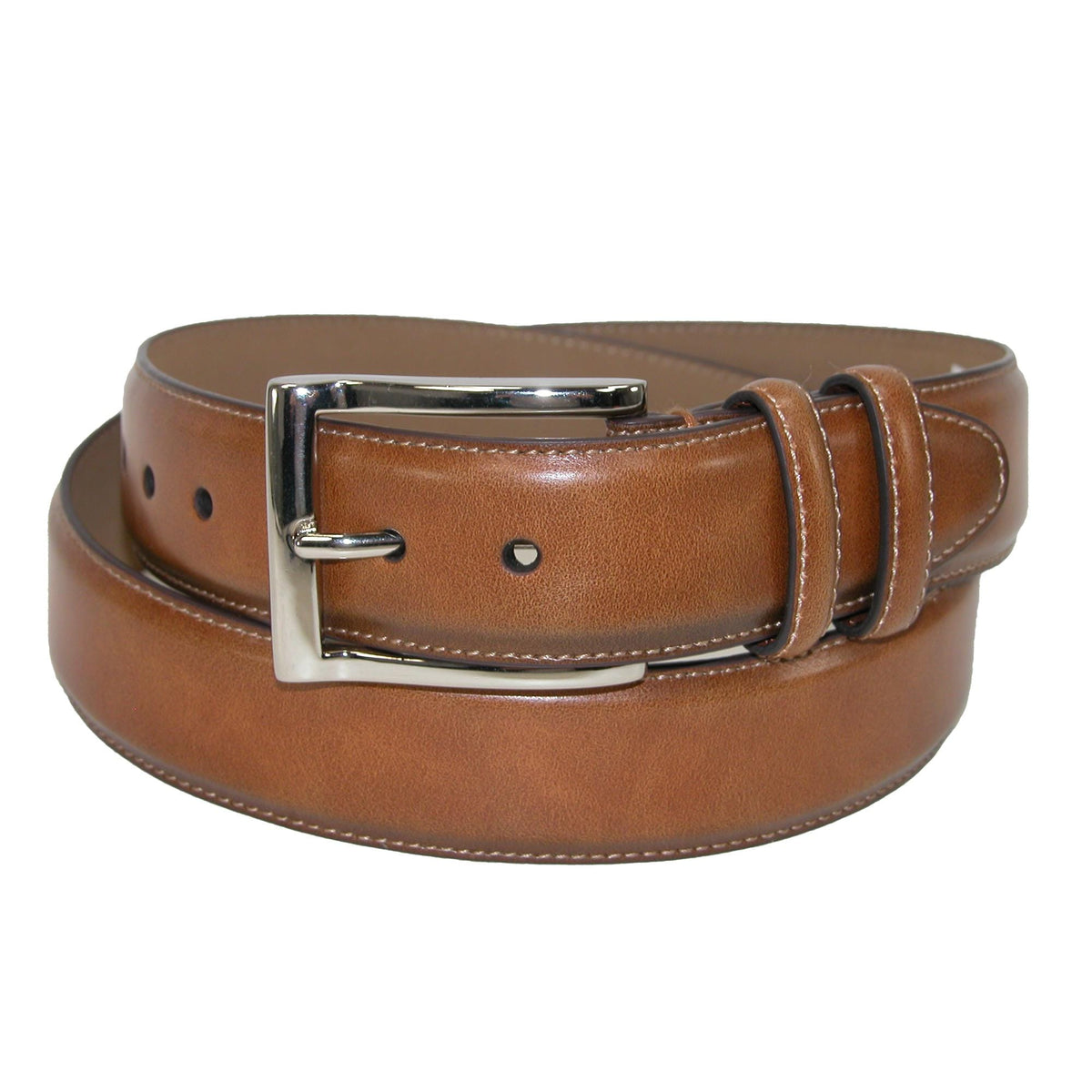 Danbury Men's 35mm Leather Cognac Double Loop Belt - Men's 35mm Leather Cognac Double Loop Belt