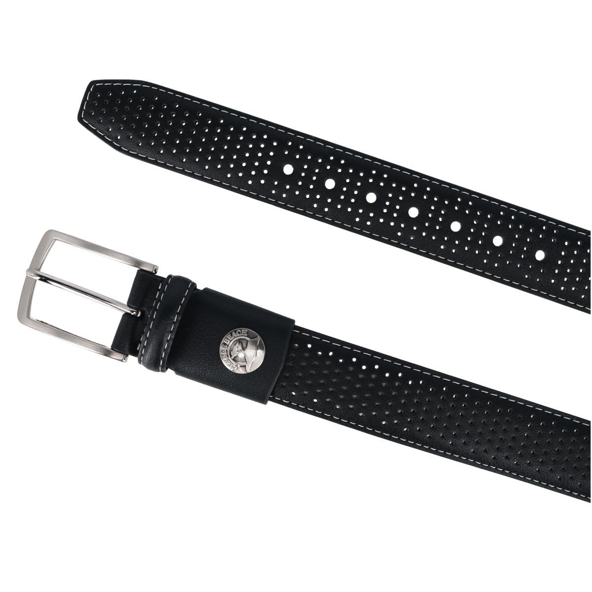 Pebble Beach Men's 35mm Perforated Leather Stretch Golf Belt - Black