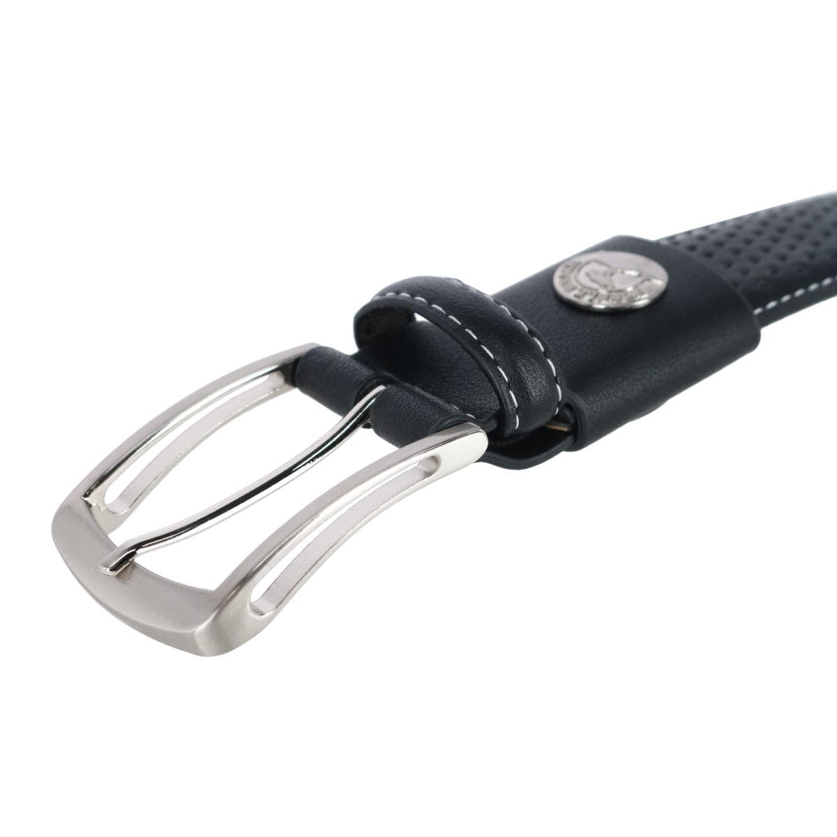 Pebble Beach Men's 35mm Perforated Leather Stretch Golf Belt - Black