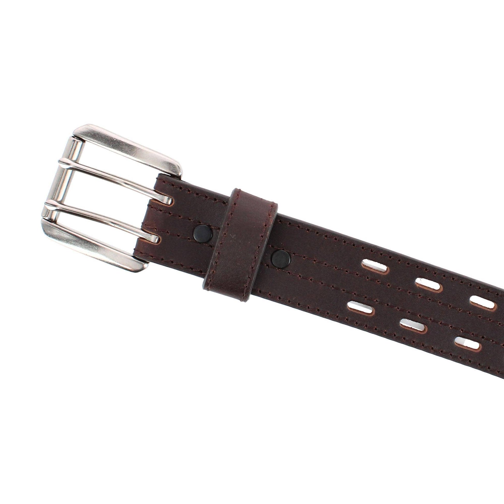 Danbury Men's Big & Tall 38mm Double Prong Roller Leather Belt - Brown