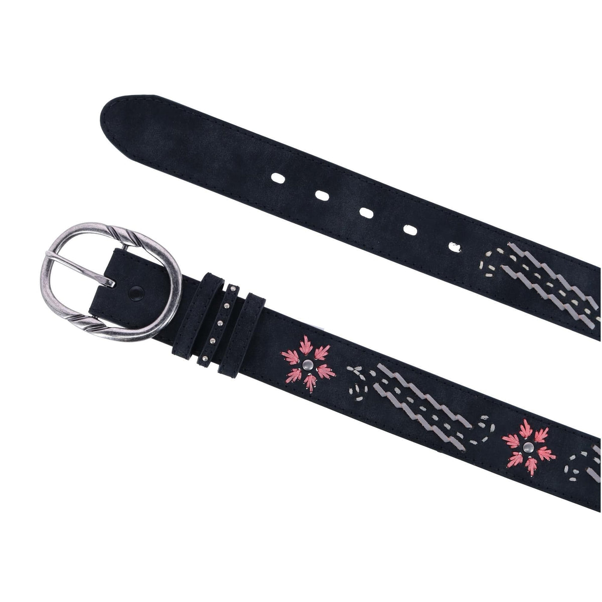 Cowgirls Rock Women's Distressed Belt with Embroidery - Black