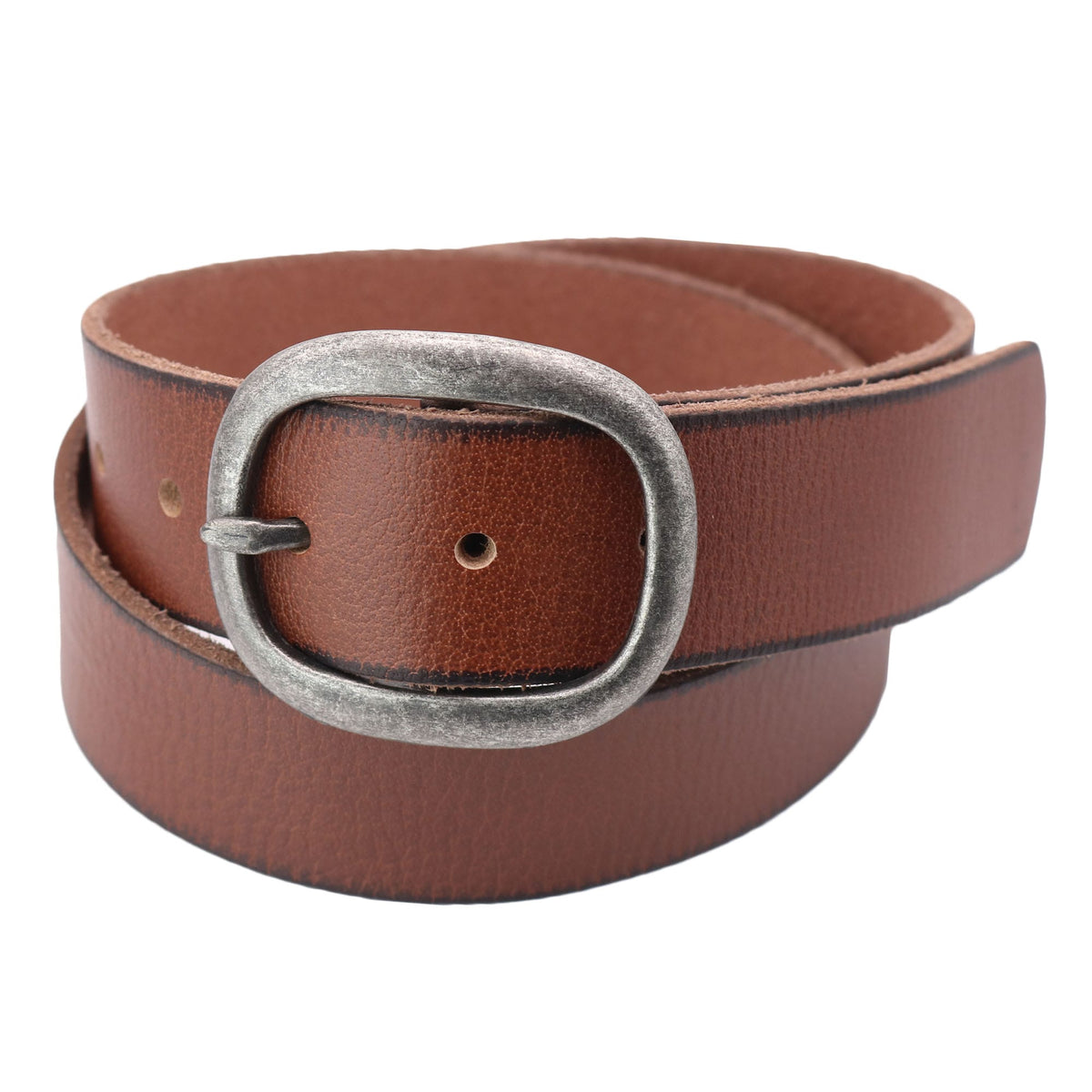 Cowgirls Rock Women's Wide Center Bar Buckle Belt with Burnished Edges - Brown