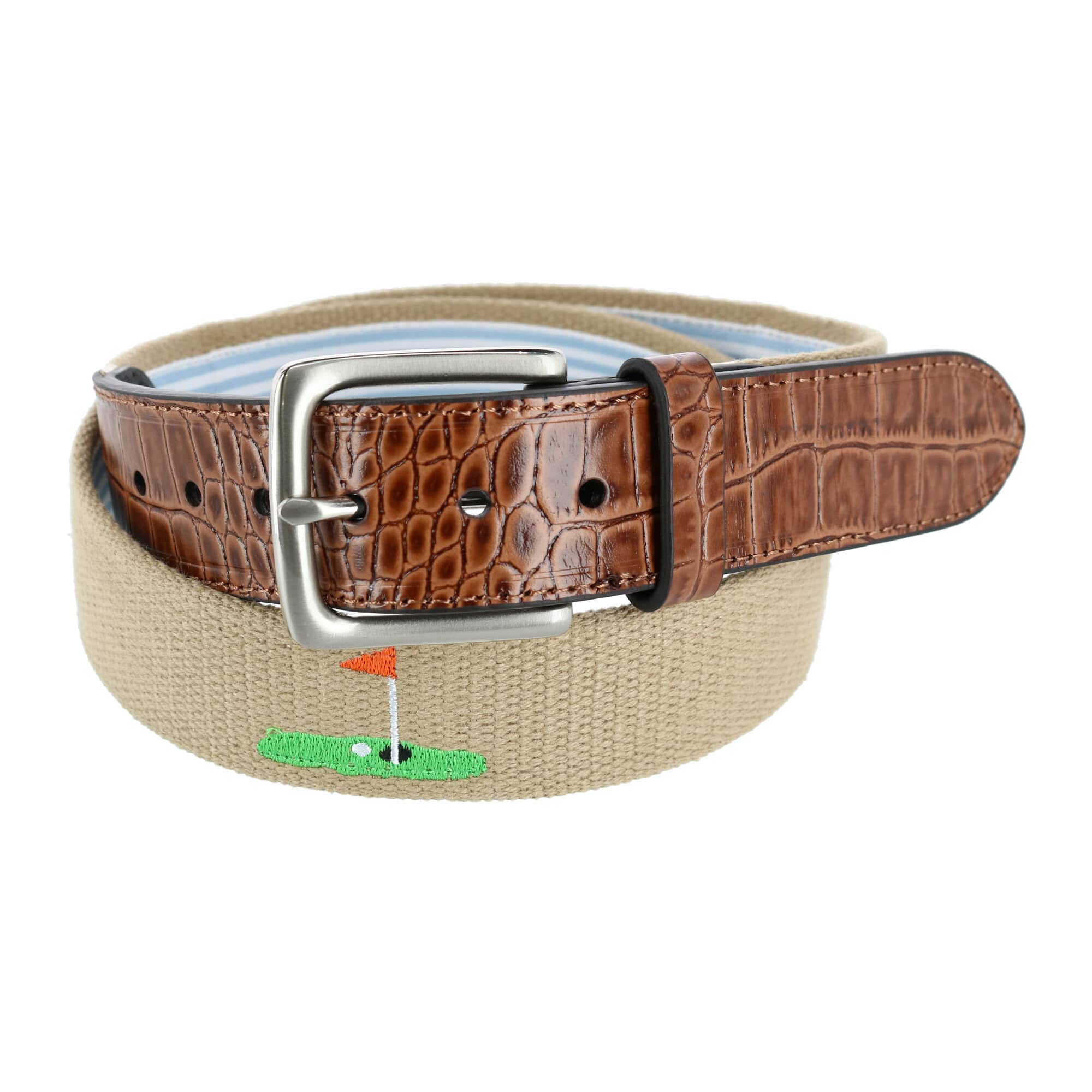 Men's Fabric Golf Belt with Croco Tabs