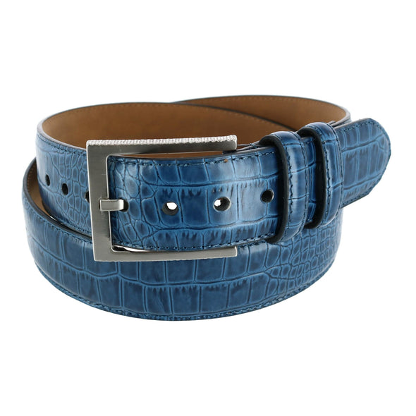 Greg Norman Men's Croco Print Leather Belt