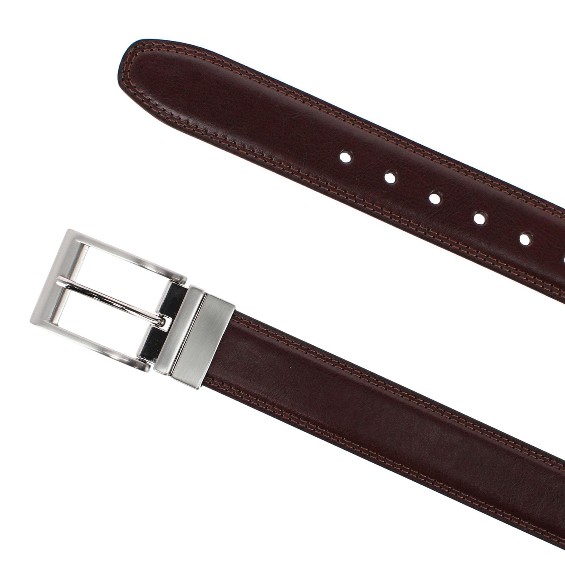 Danbury Men's 35mm Reversible Leather Dress Belt - Black/Brown