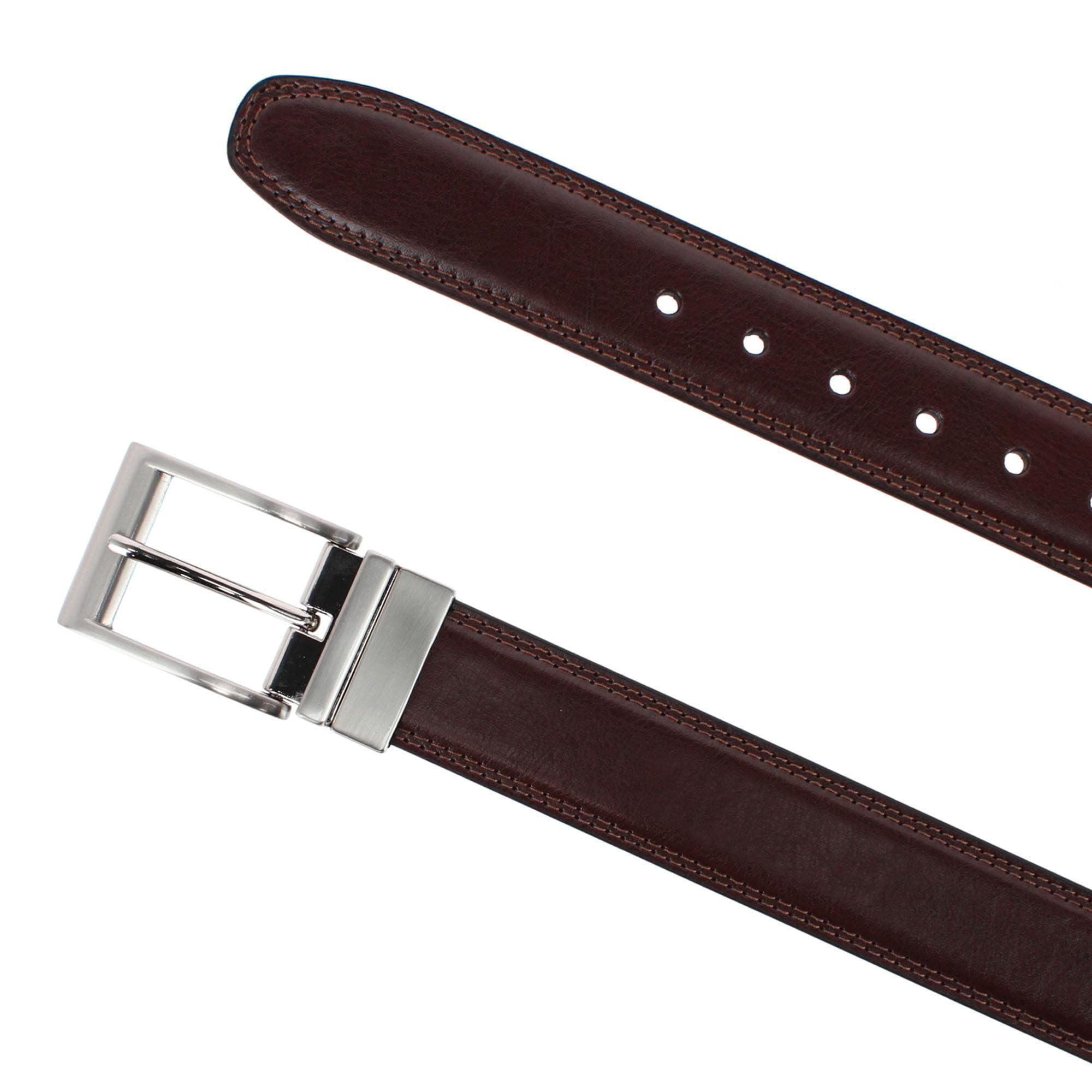 Danbury Men's 35mm Reversible Leather Dress Belt - Black/Brown