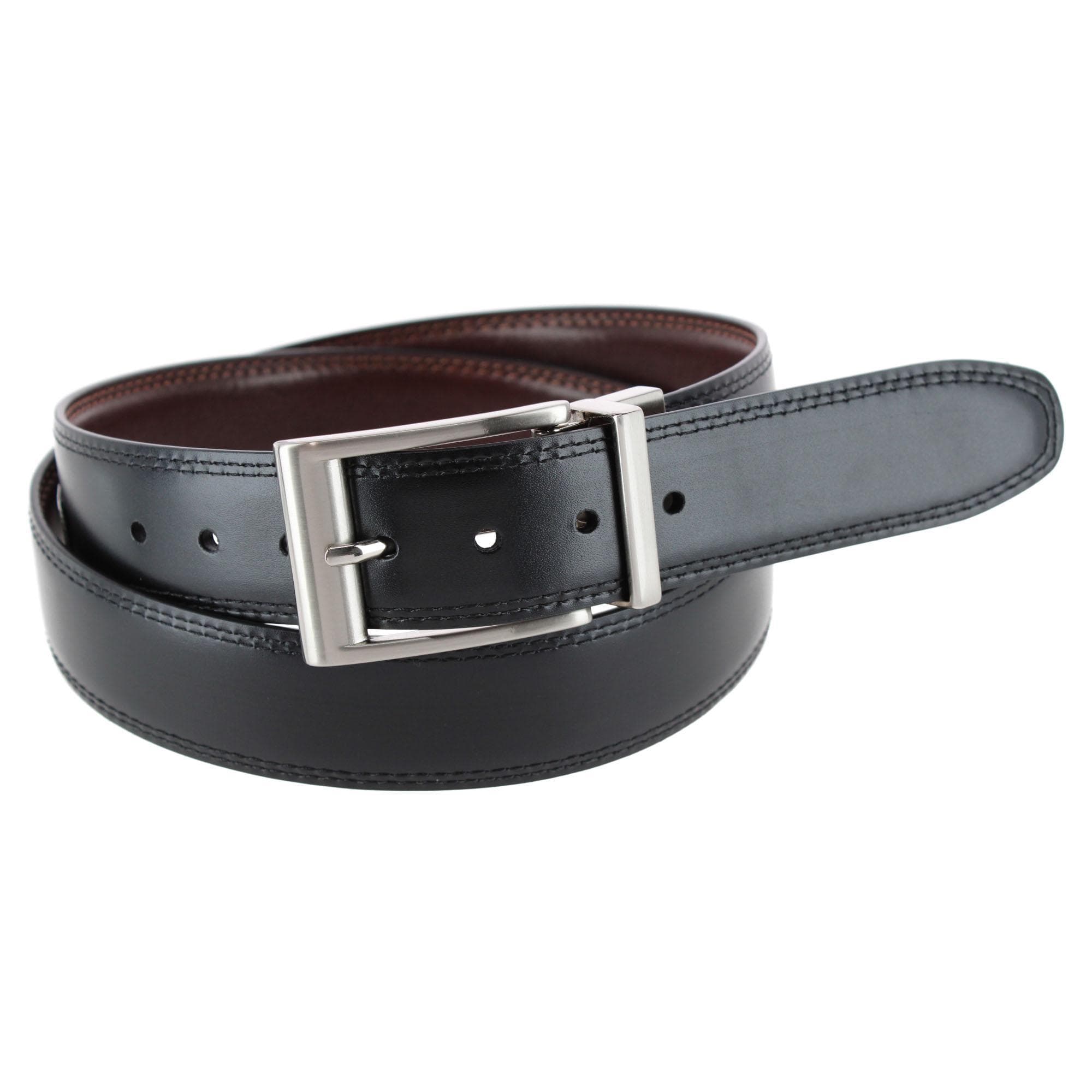 Danbury Men's 35mm Reversible Leather Dress Belt - Black/Brown