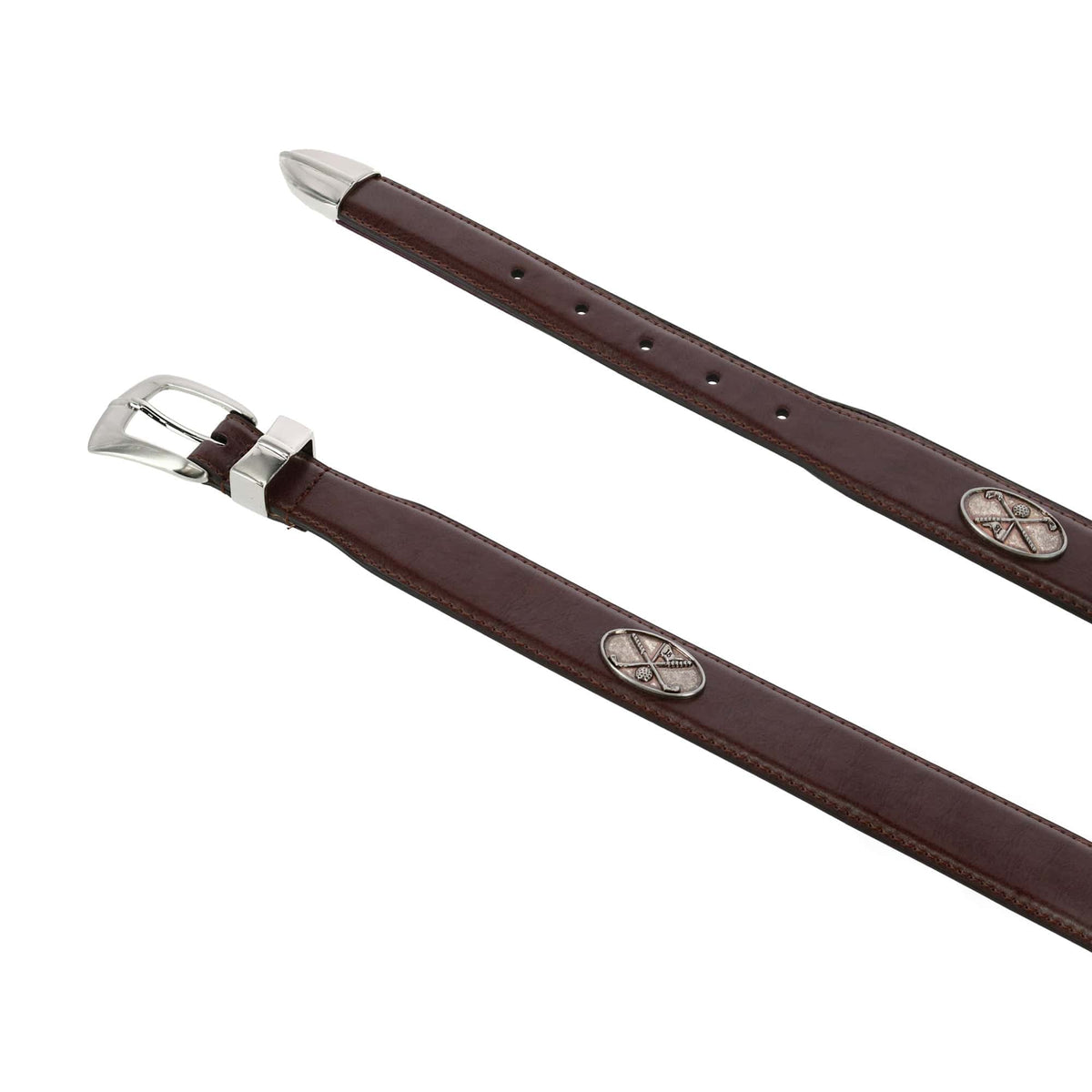 Danbury Men's 3 Piece Golf Belt with Golf Conchos - Brown