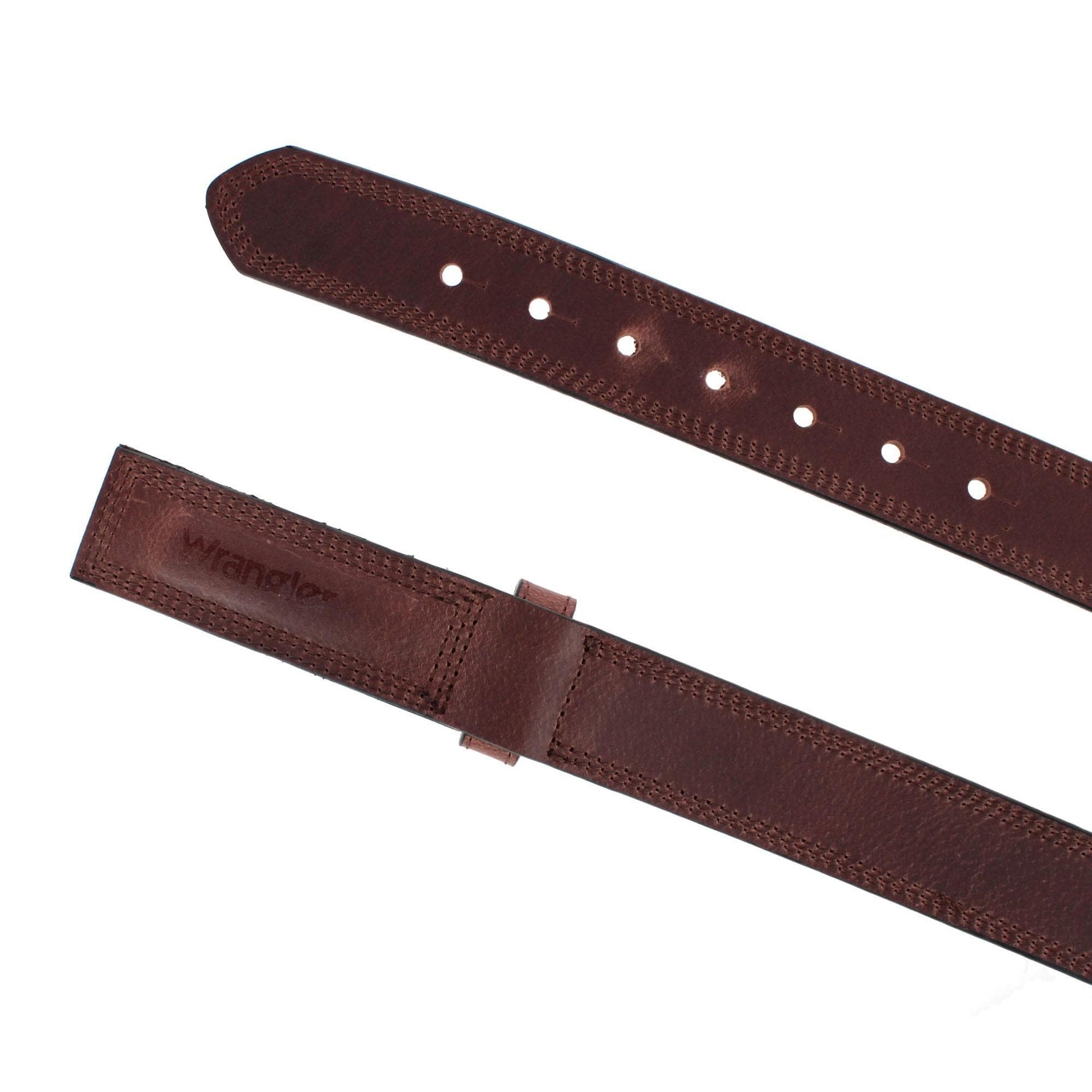 Wrangler Men's 1.5 Inch Mechanics No Scratch Leather Work Belt - Mahogany Brown