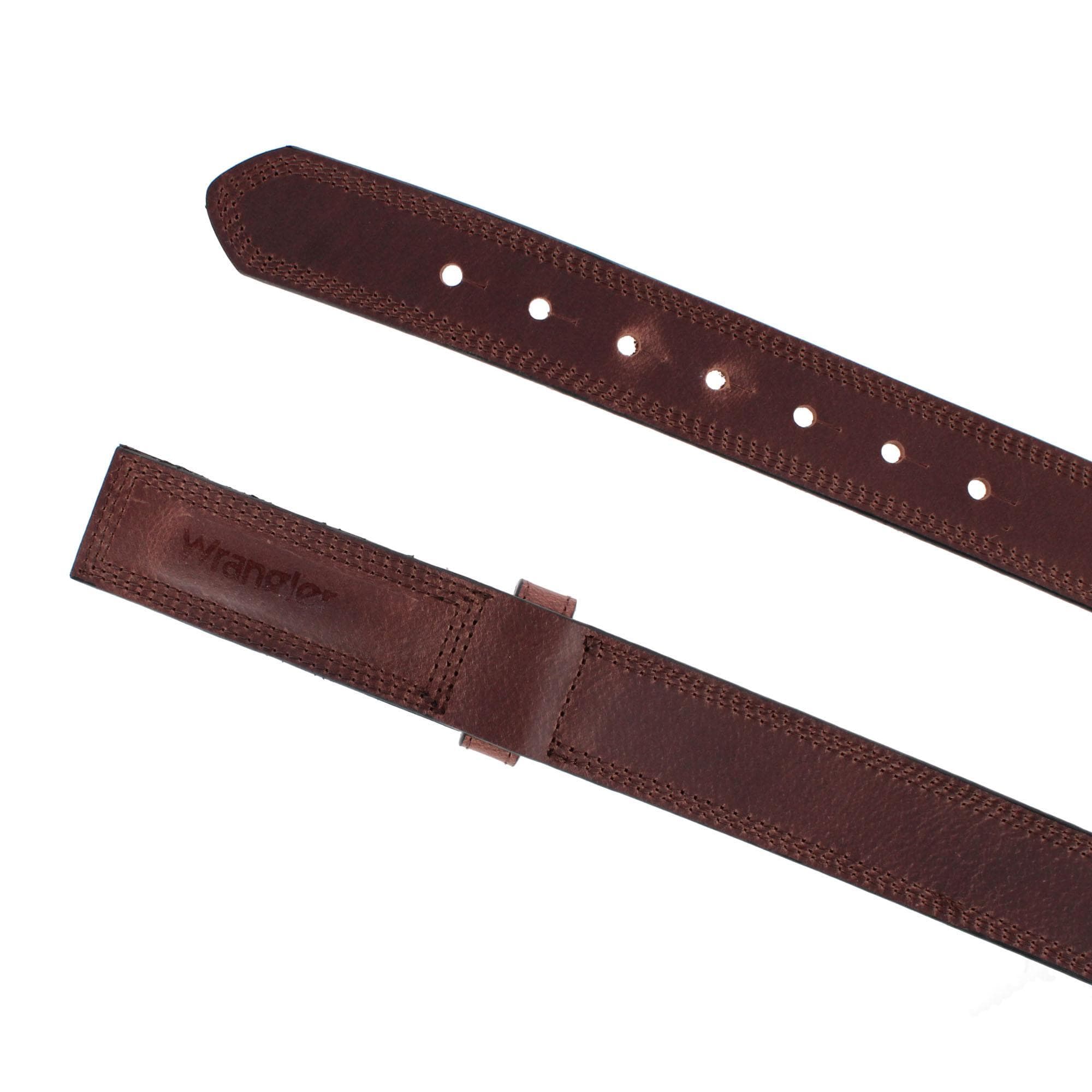 Wrangler Men's 1.5 Inch Mechanics No Scratch Leather Work Belt - Mahogany Brown