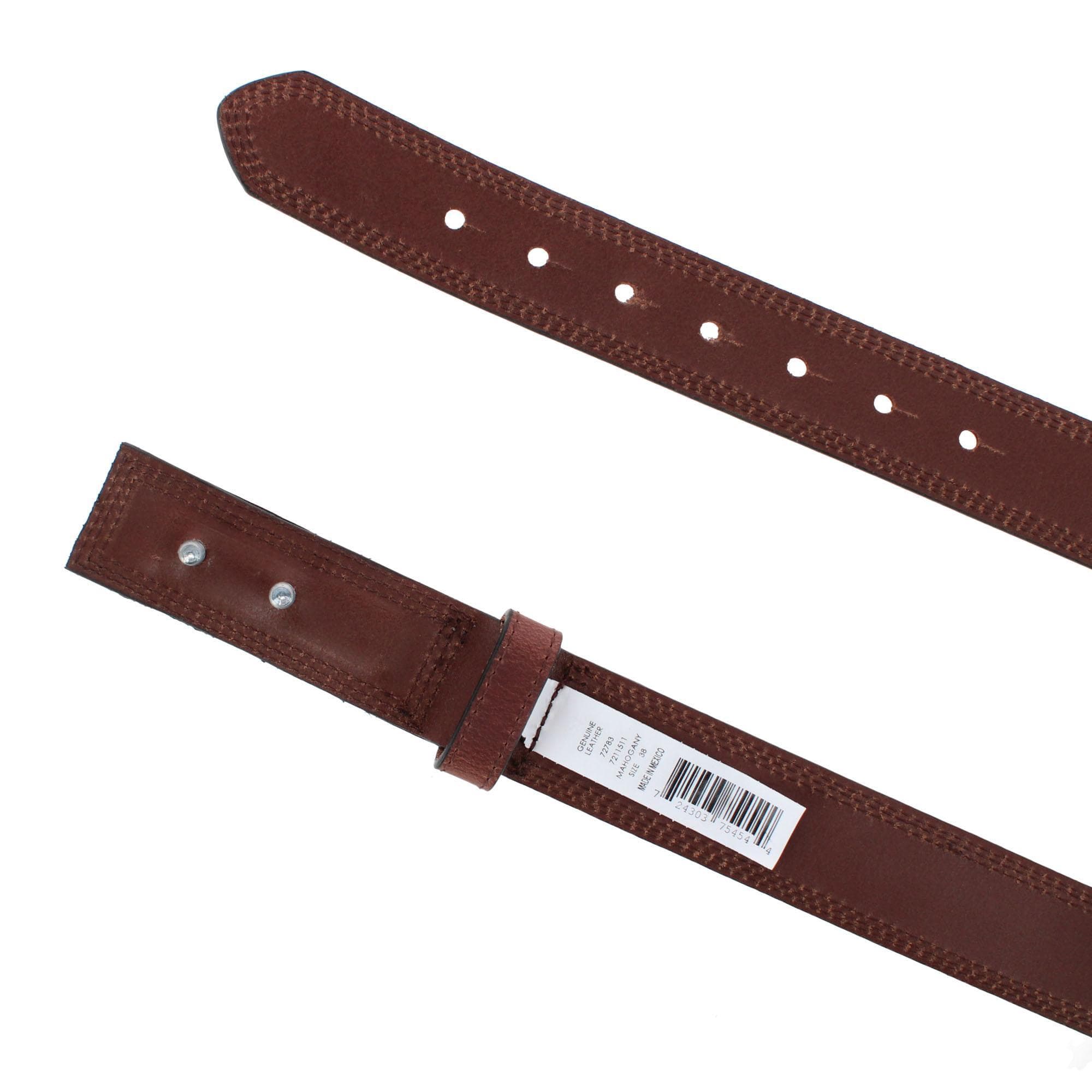 Wrangler Men's 1.5 Inch Mechanics No Scratch Leather Work Belt - Mahogany Brown